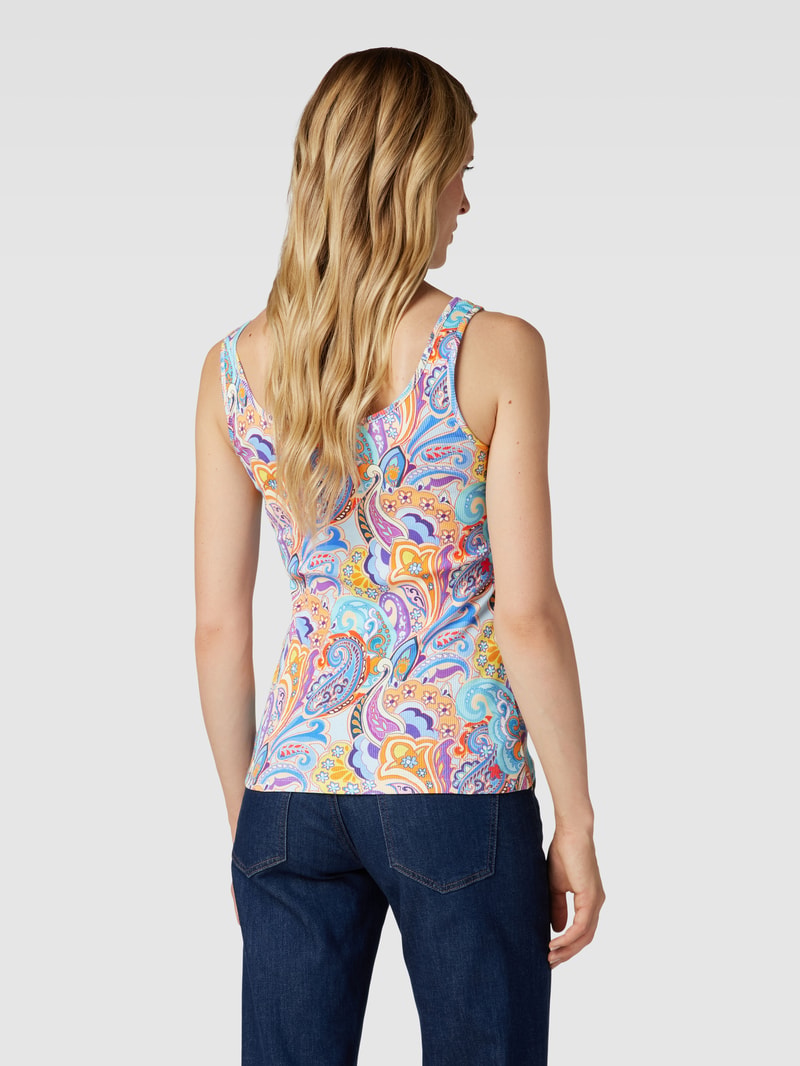 Top mit Allover-Muster in blau