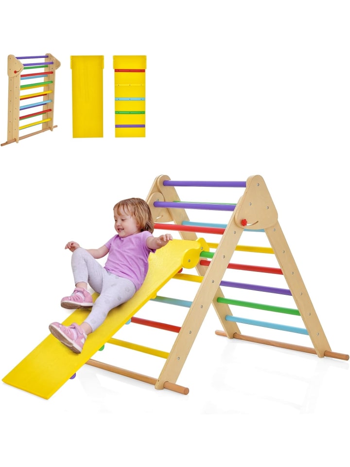 COSTWAY Kletterdreieck mit Rutsche in Bunt günstig kaufen 85 cm