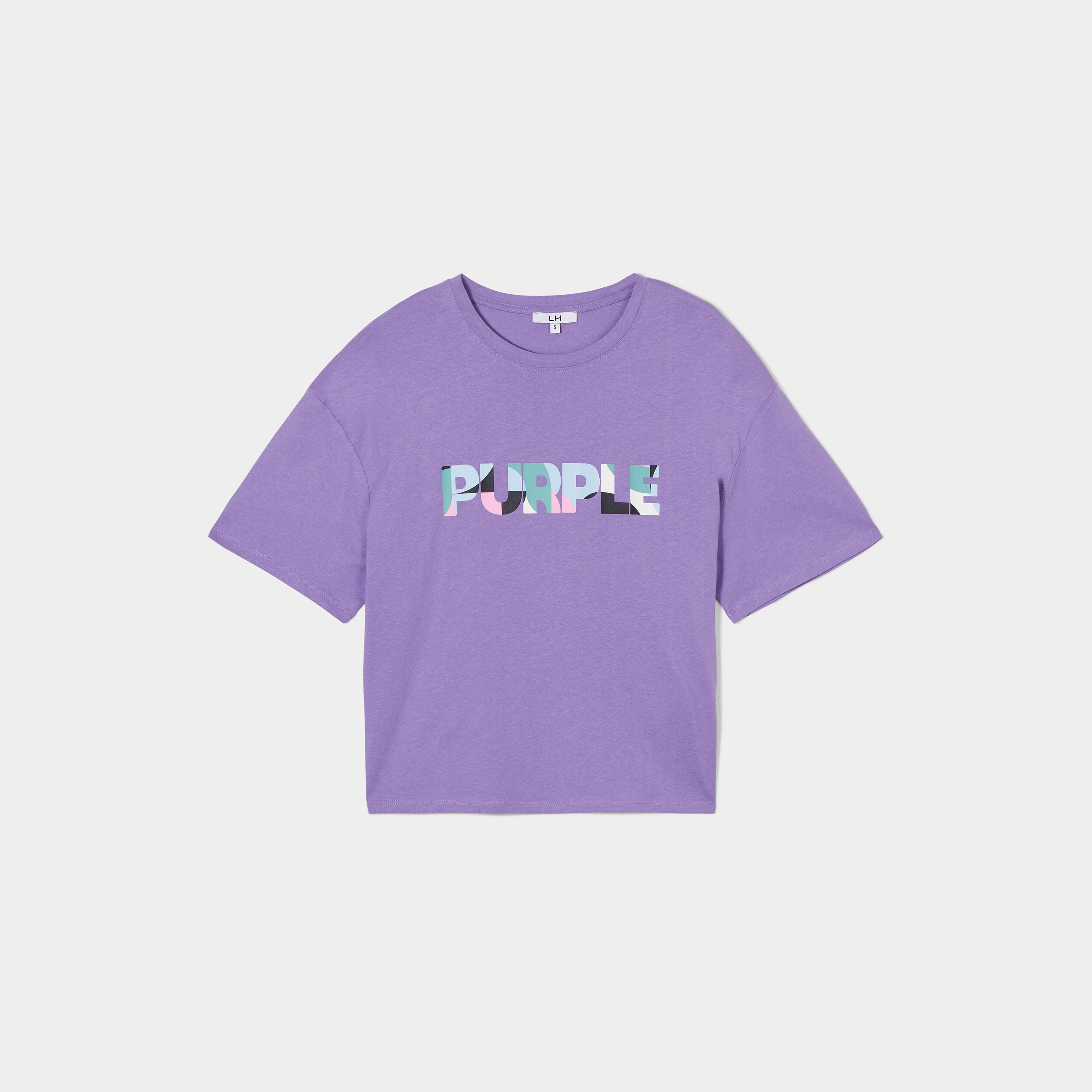 T-shirt oversize manches courtes coton violet femme | La Halle