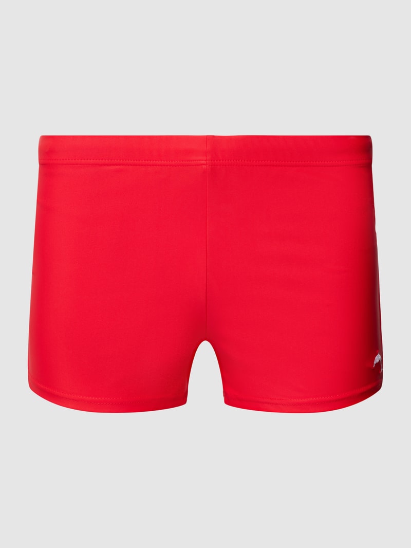 Badehose mit Label-Stitching Modell 'PARIGAMBA' in rot