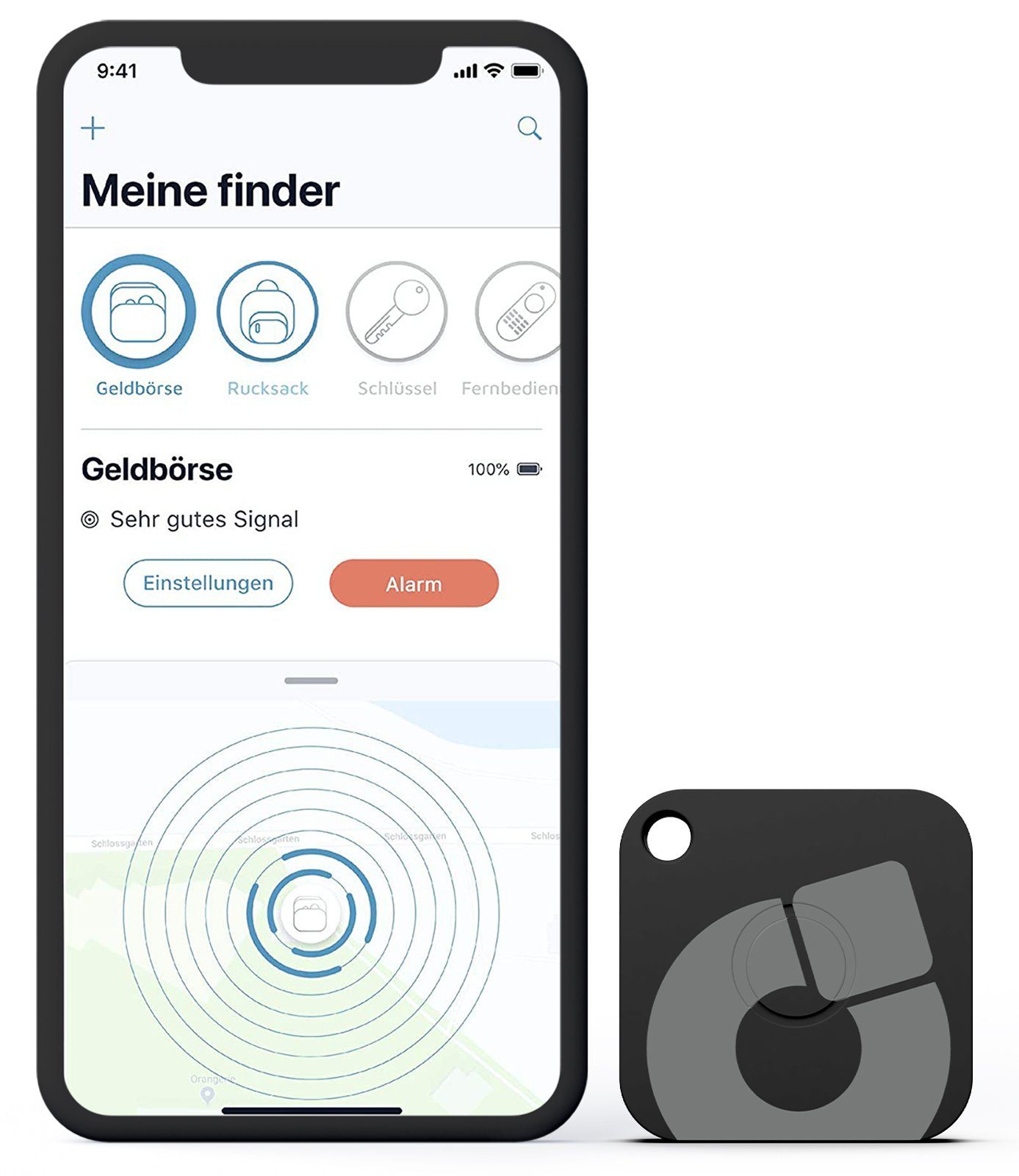 musegear Bluetooth®-Sender Wiederaufladbarer Schlüsselfinder mit Bluetooth App aus Deutschland, Zubehör für iOS/ Android Handys