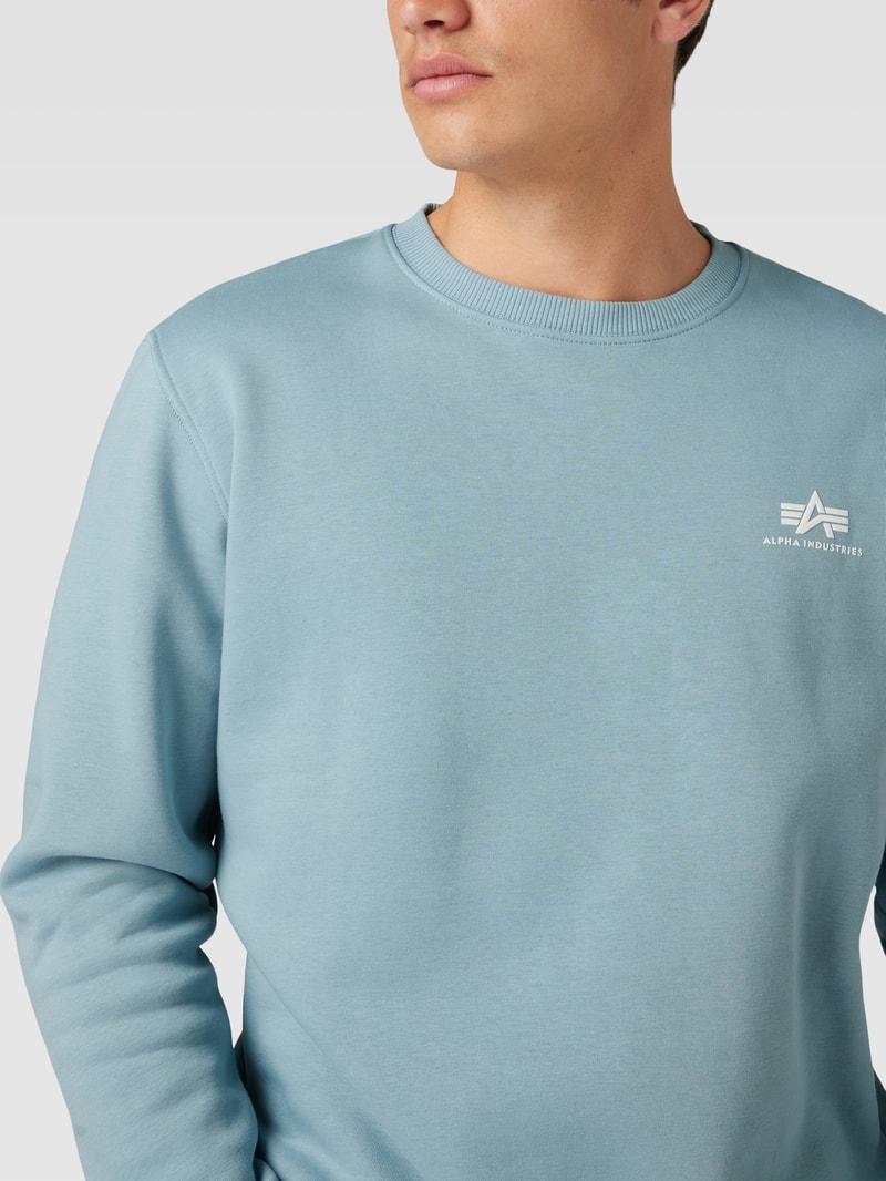 Sweatshirt mit Label-Print Modell 'BASIC' in hellblau