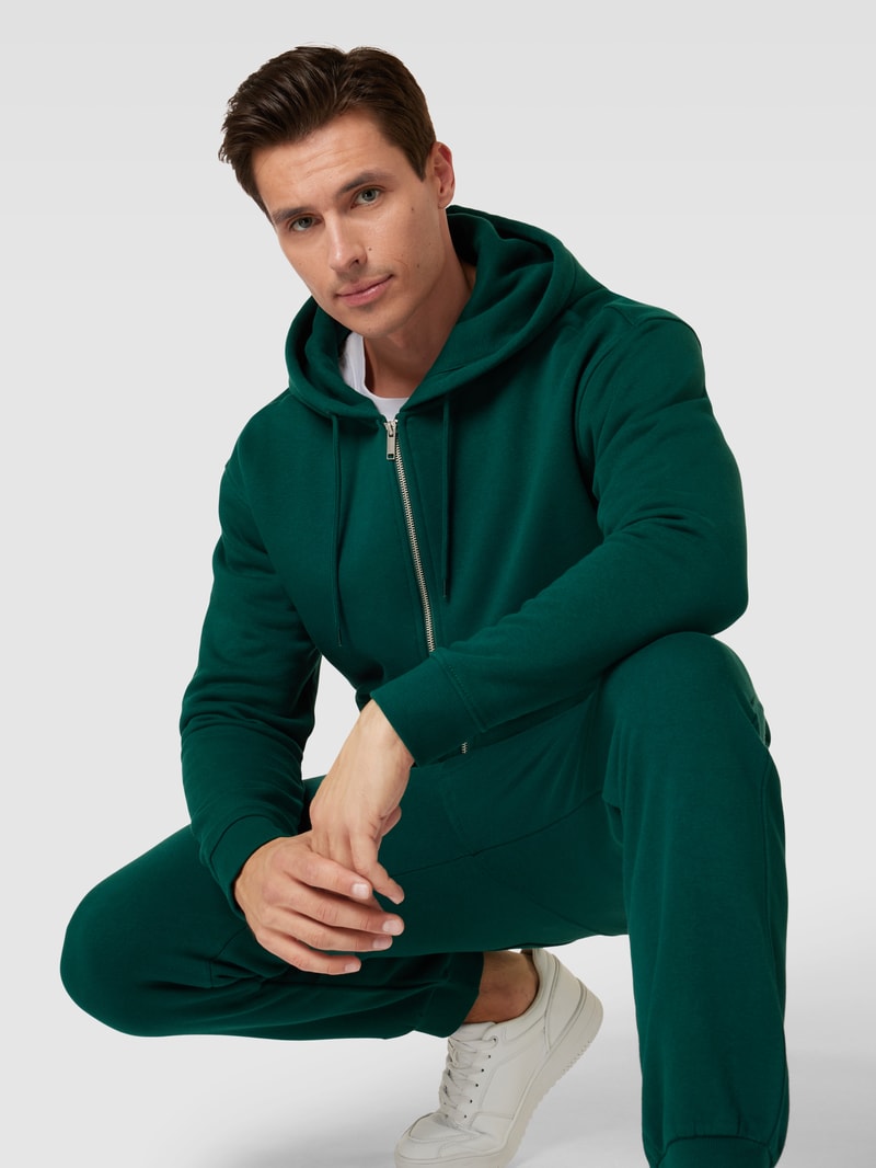 Sweatjacke mit Kapuze in dunkelgrün