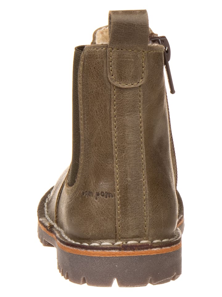 POM POM Leder-Chelsea-Boots in Khaki günstig kaufen