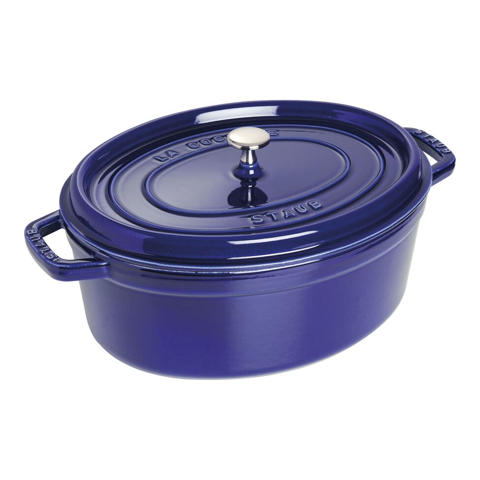 Cocotte 31 cm, oval, Dunkelblau, Gusseisen