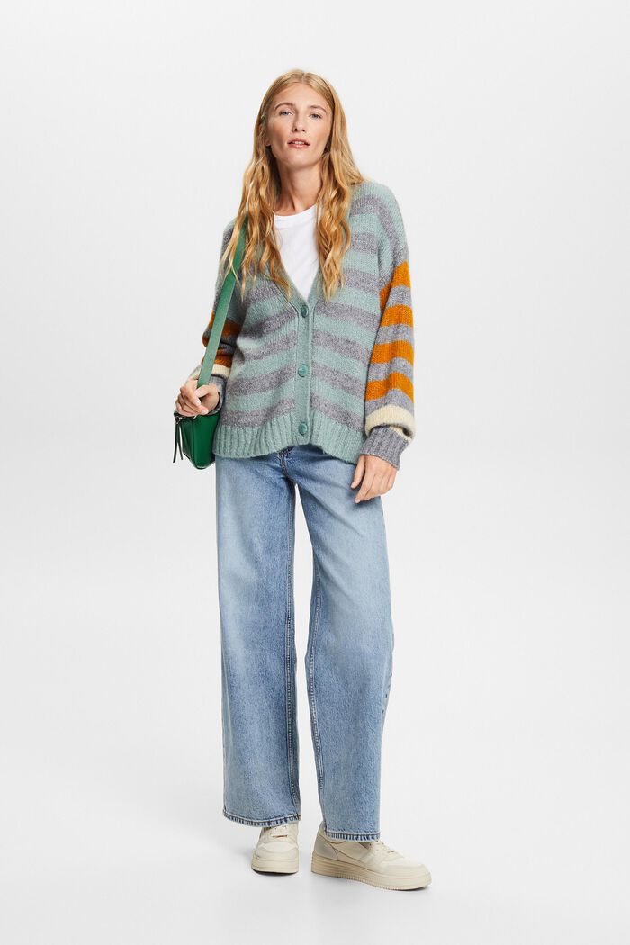 Gestreifter Cardigan aus Wollmix