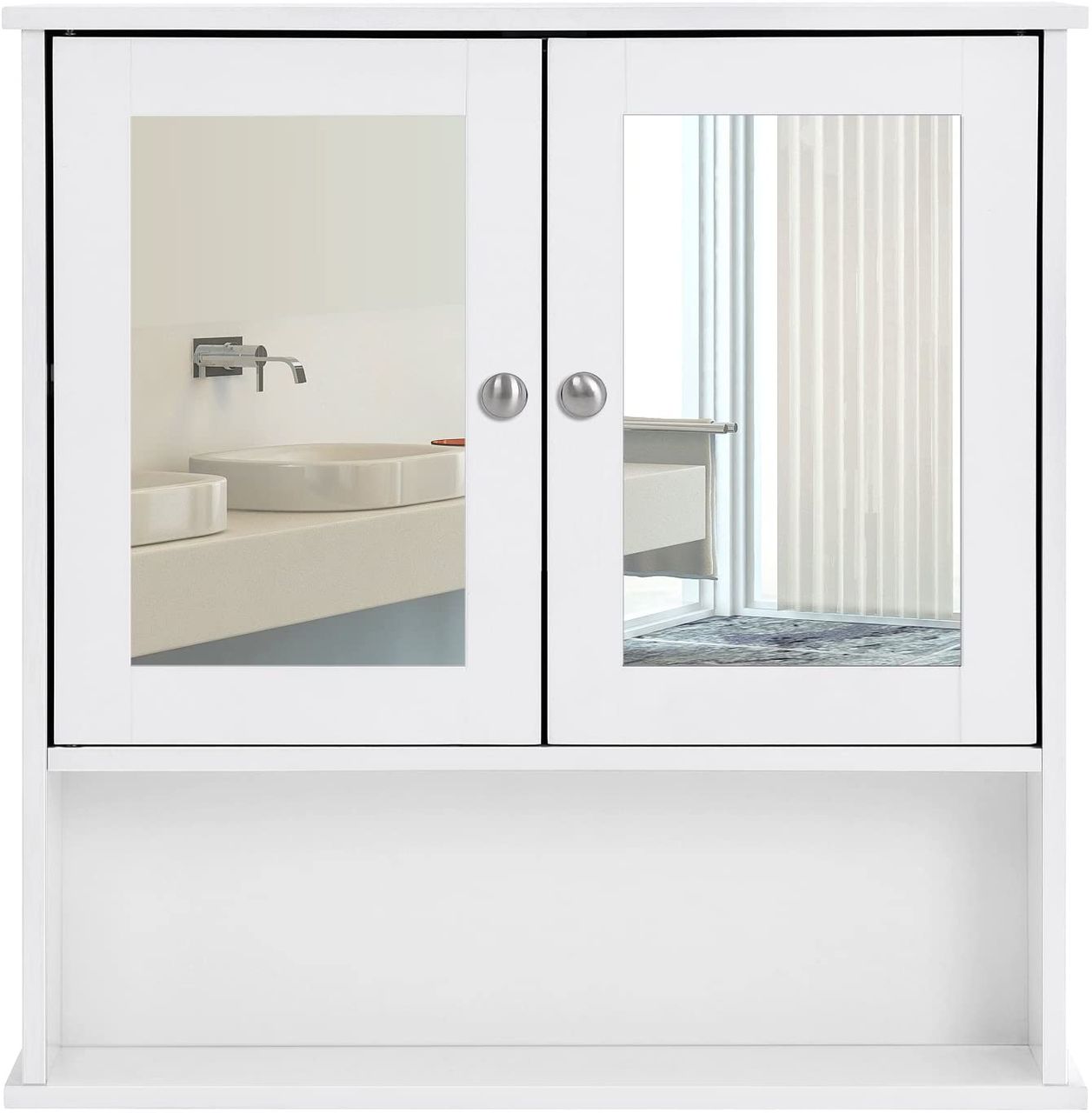 Vasagle Spiegelschrank mit 2 Spiegeltüren und Ablage