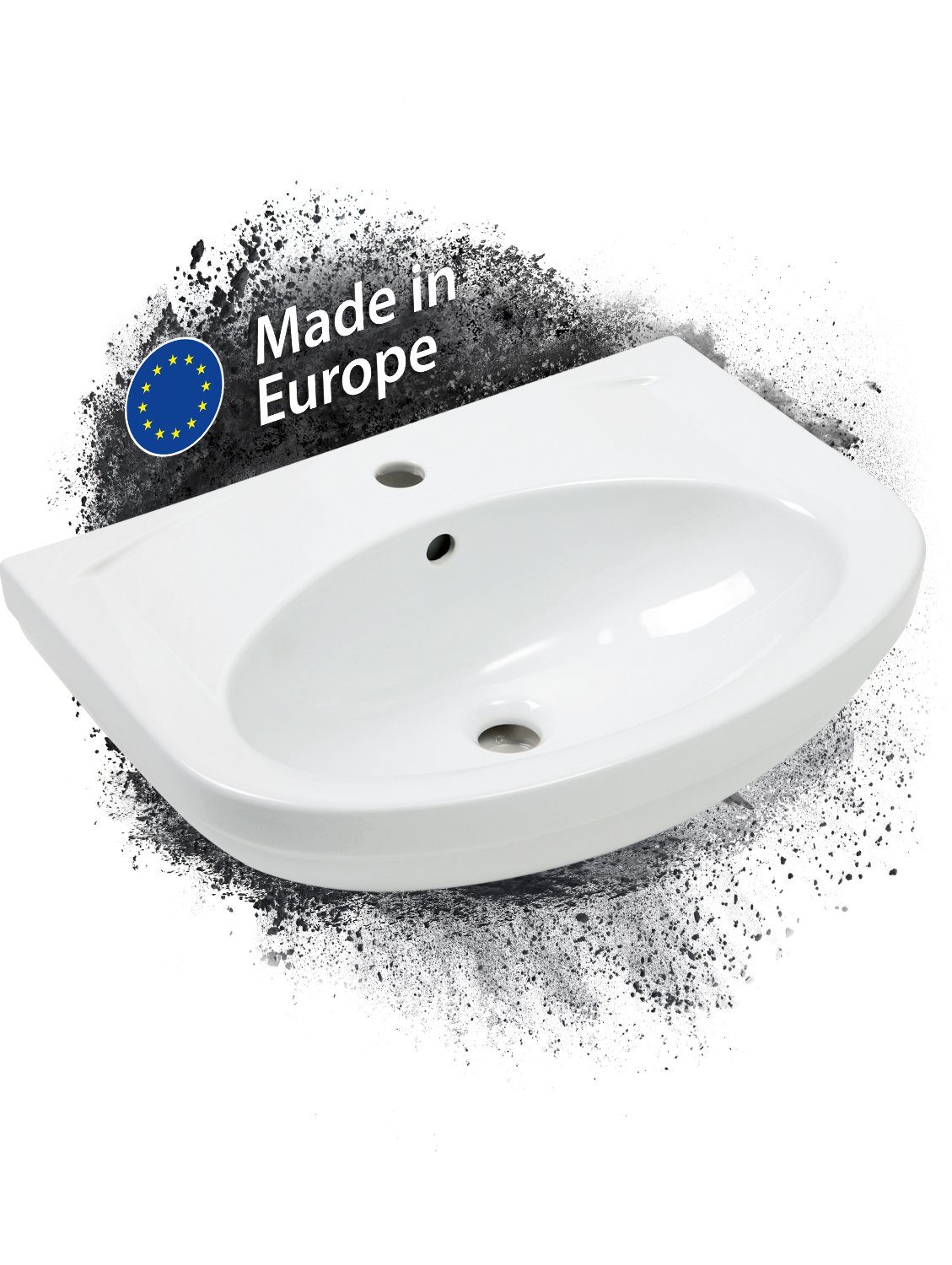 aquaSu Waschbecken Lobo (Hänge-Waschtisch, 1-St., Waschbecken), 60 cm, Keramik, Weiß, 567756