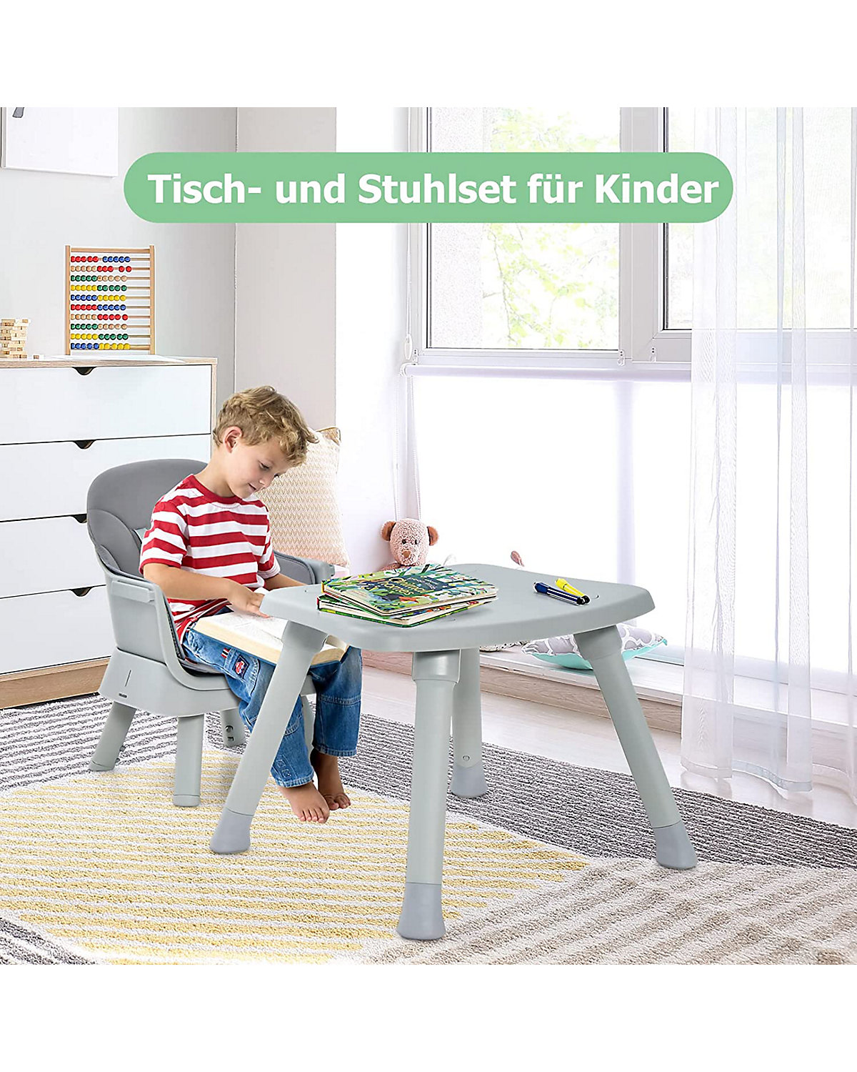 6-in-1 Hochstuhl Sitzgruppe abnehmbar Bausteintisch