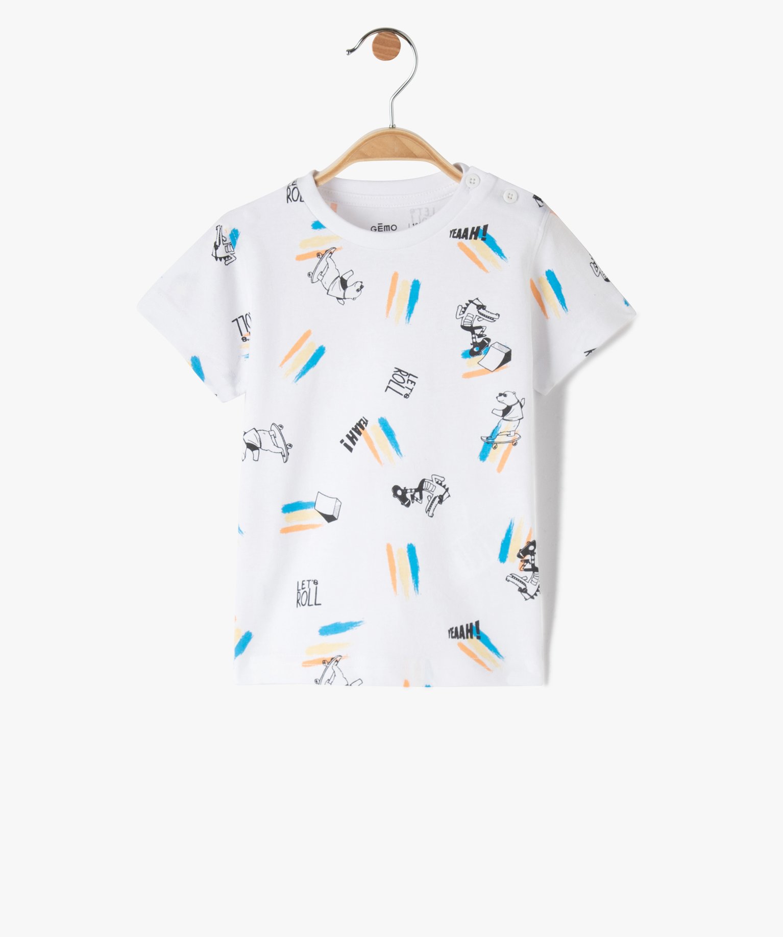 Tee-shirt bébé Garçon à manches courtes à motif skate blanc | GEMO