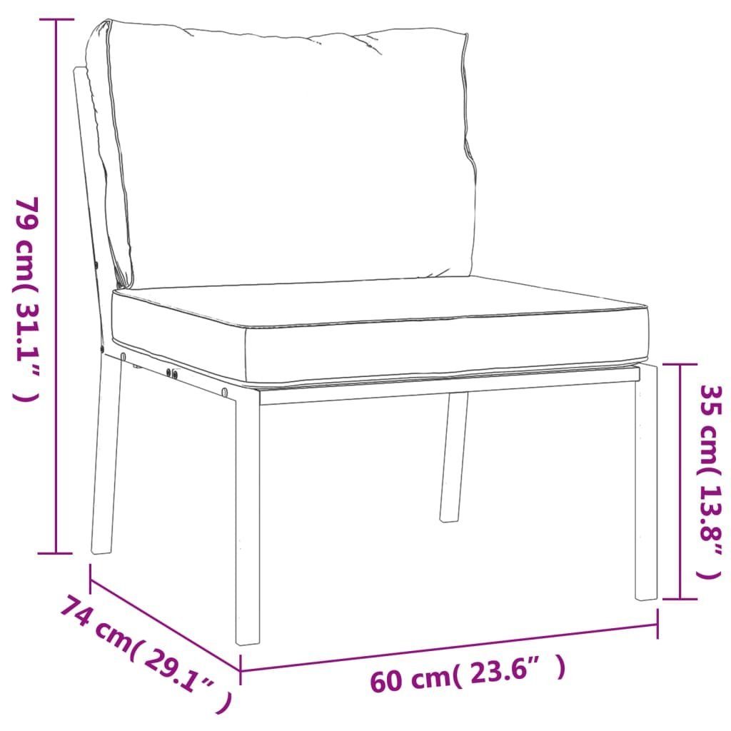 vidaXL Loungesofa Gartenstühle mit Grauen Kissen 2 Stk. 60x74x79 cm Stahl, 2 Teile