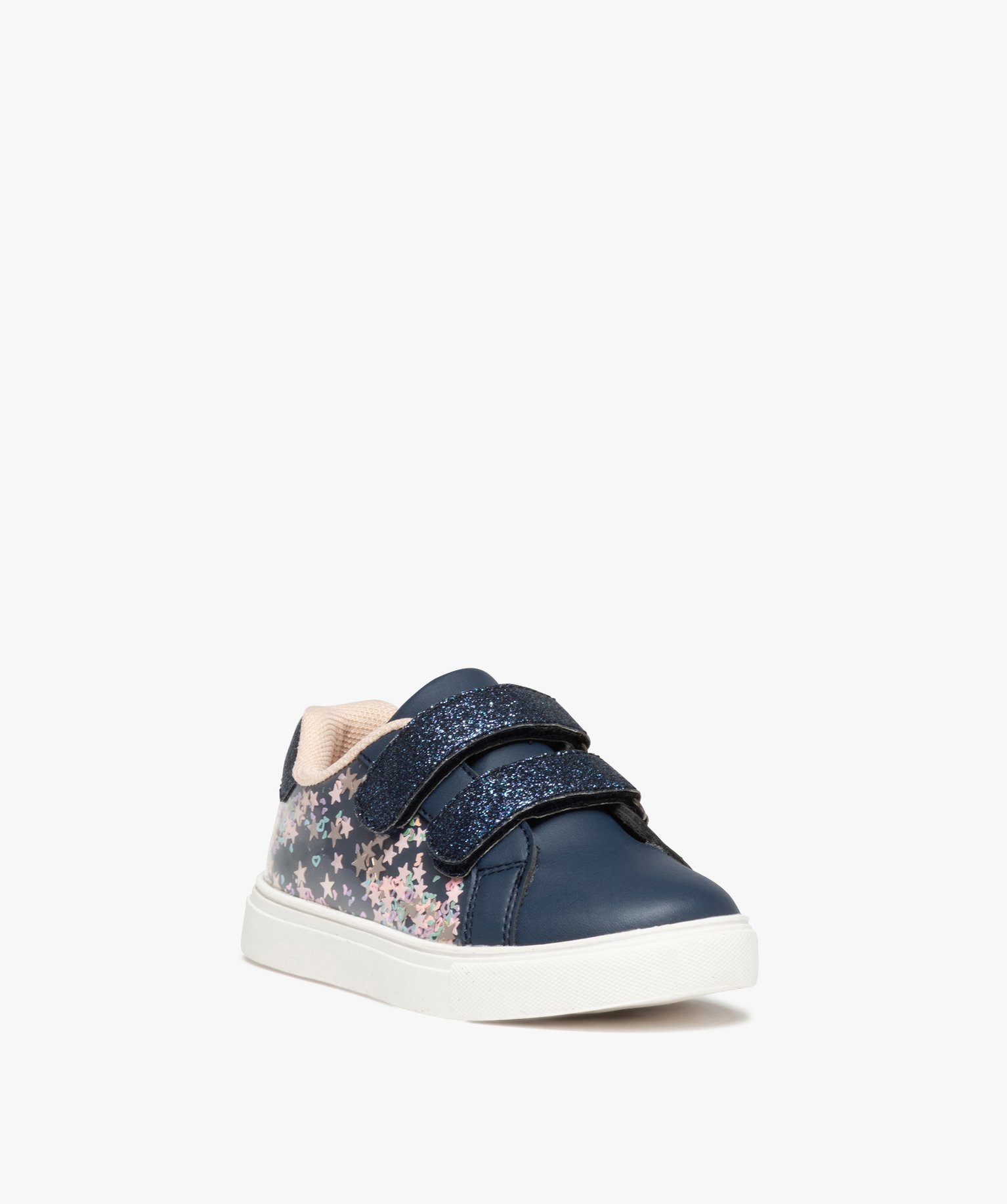Baskets fille à scratch avec étoiles et paillettes marine | GEMO