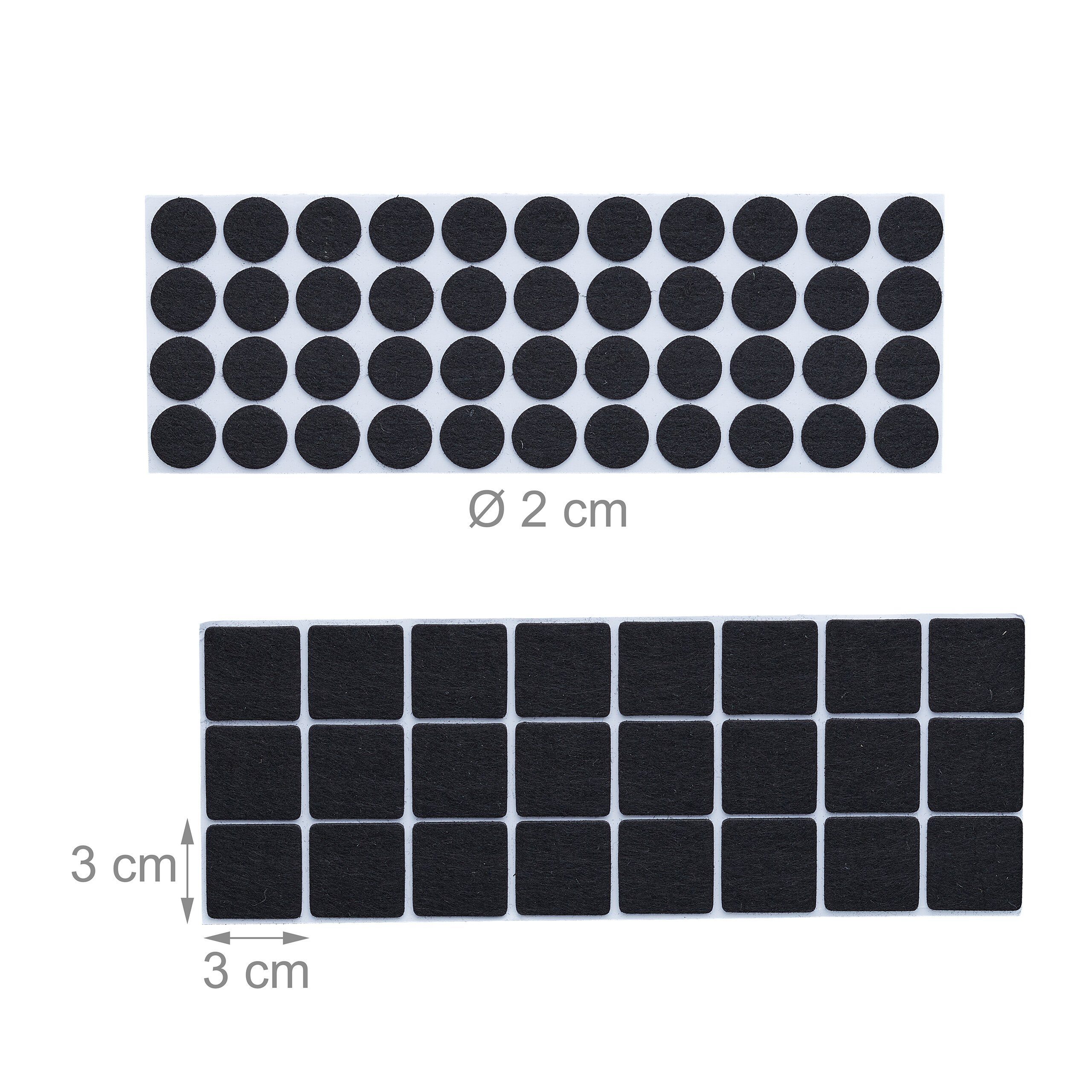 relaxdays Möbelfuß Selbstklebende Filzgleiter 180er Pack, Schwarz