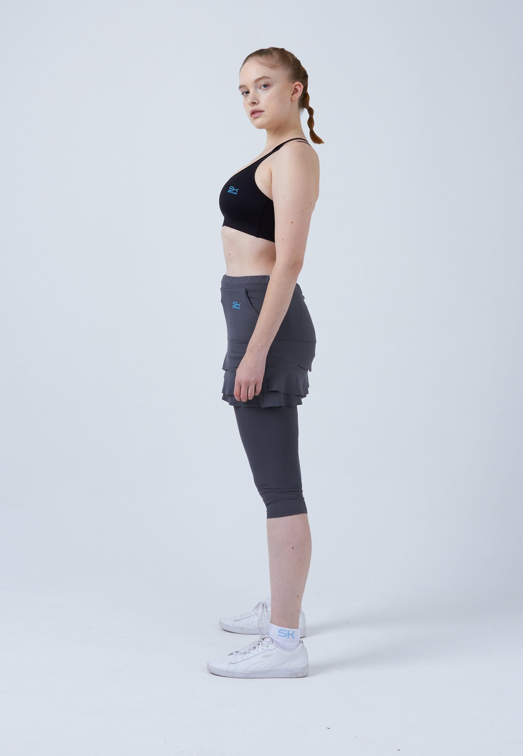 SPORTKIND Tennisrock 2-in-1 Tulip Skort mit Leggings / Skapri Mädchen & Damen grau