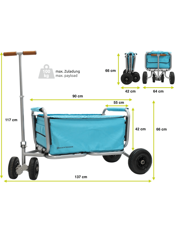 Beachtrekker Beachtrekker LiFe faltbarer Bollerwagen (Himmelblau)   Bremse   Sonnenverdeck günstig kaufen onesize