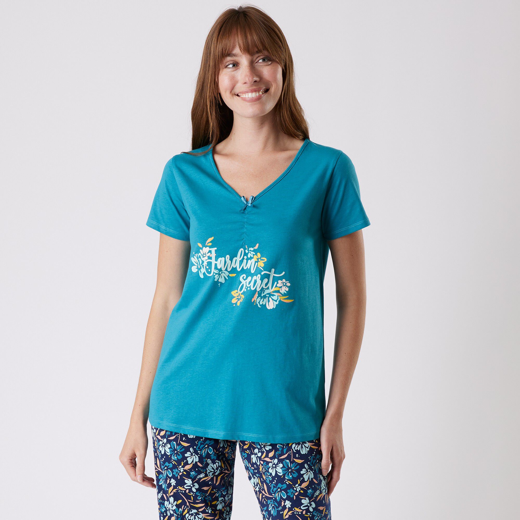 Tee-shirt pyjama manches courtes imprimé 