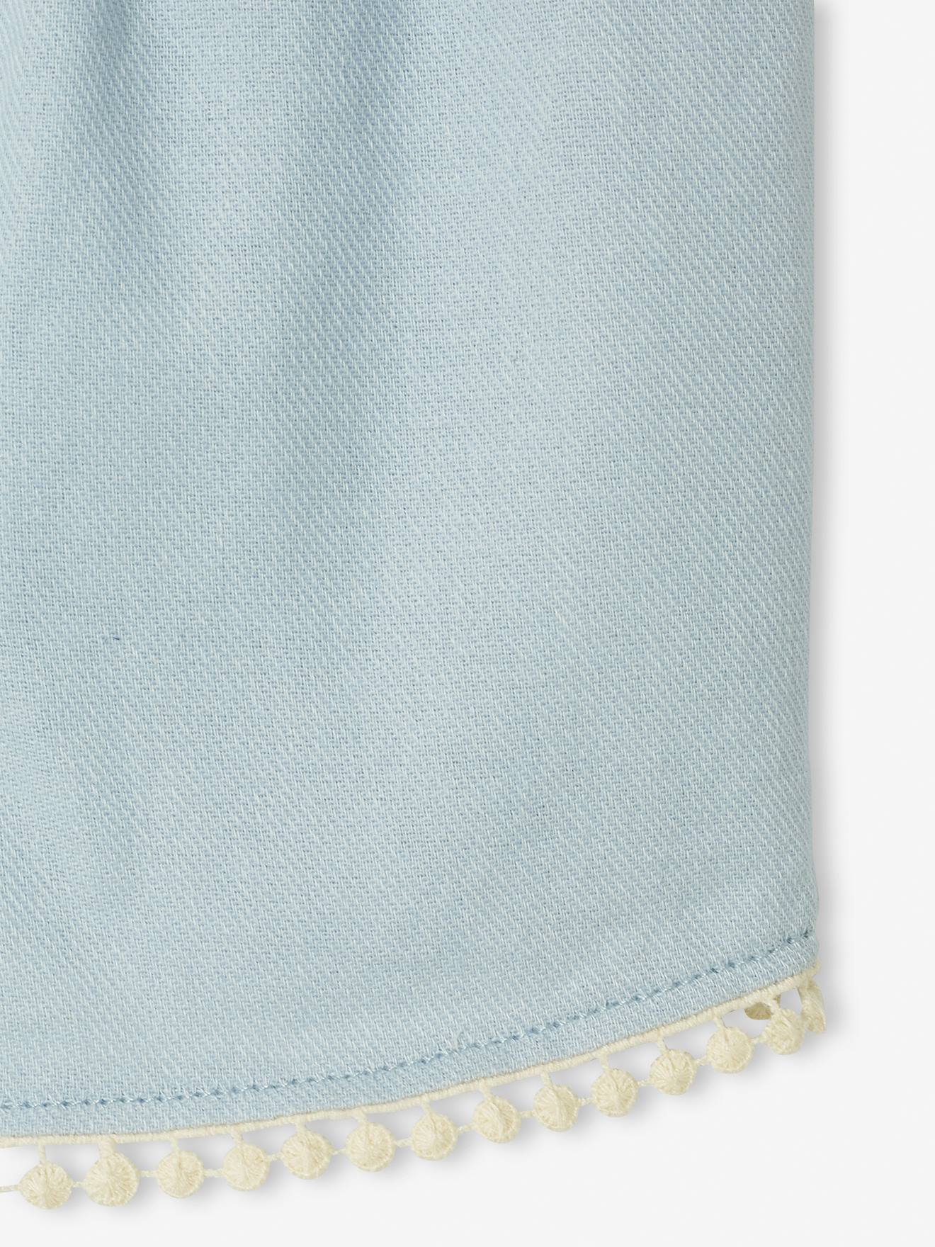 Short bébé finition pompons bleu ciel