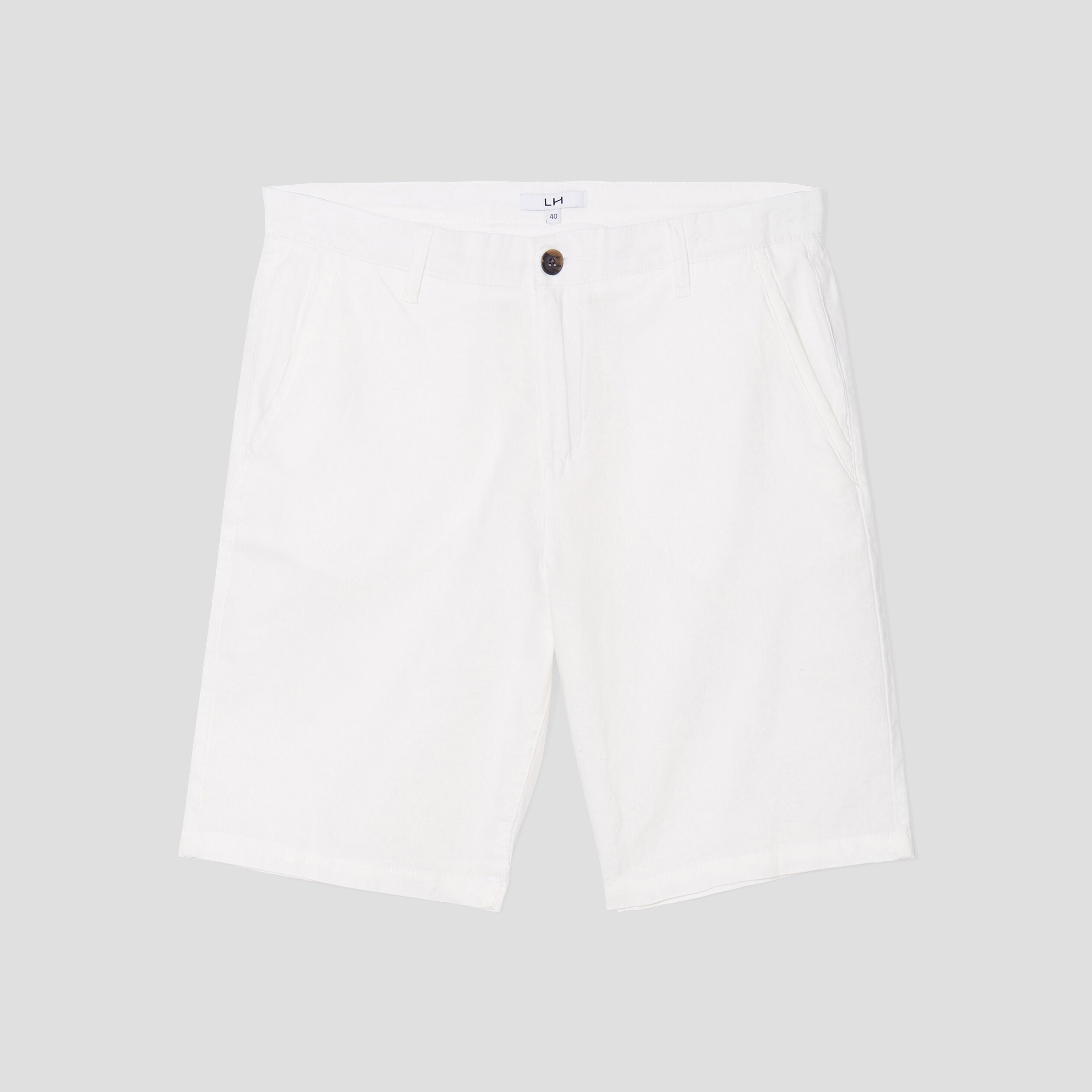 Short chino droit lin majoritaire blanc homme | La Halle