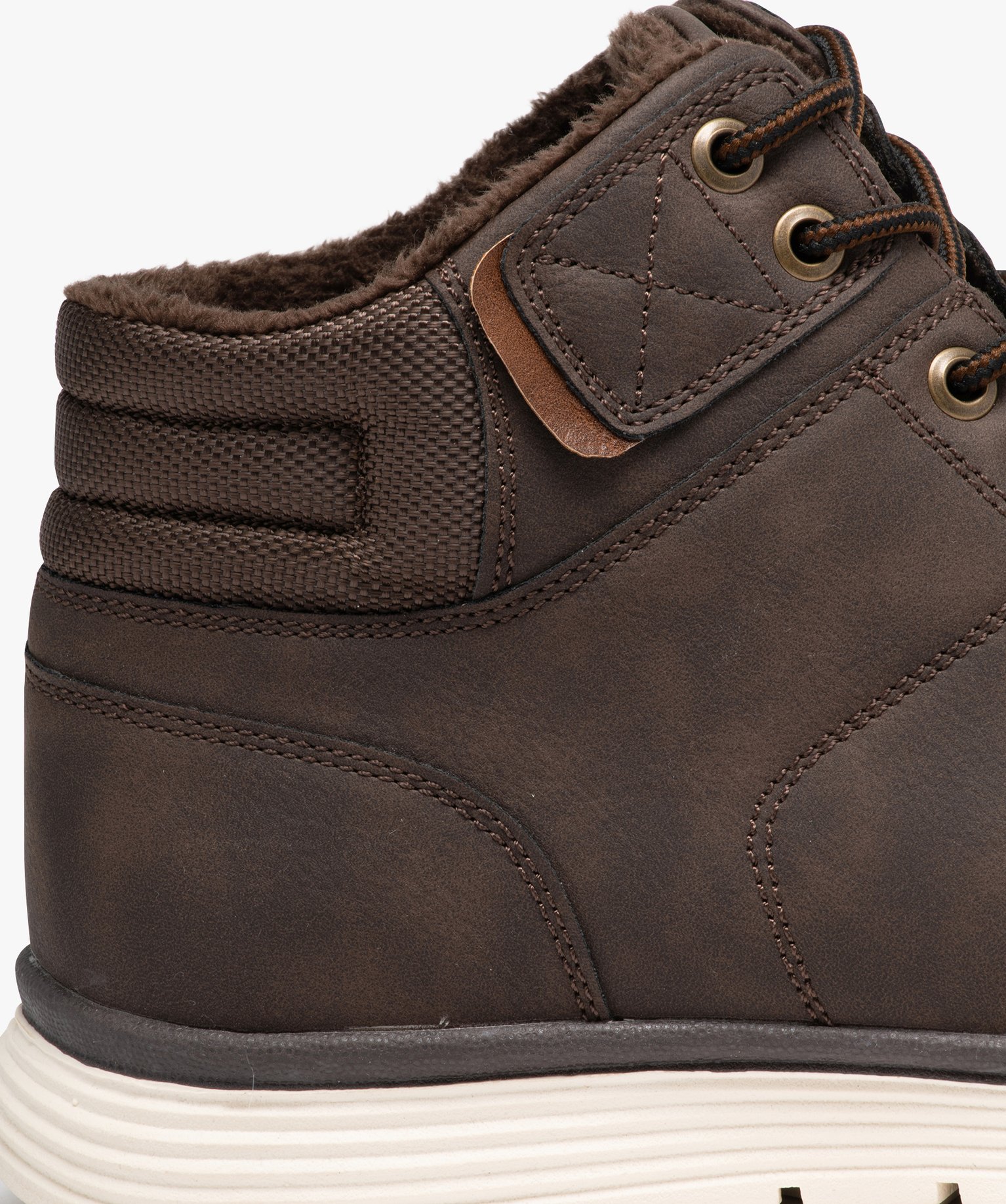 Baskets homme semi-montantes avec intérieur fourré marron | GEMO