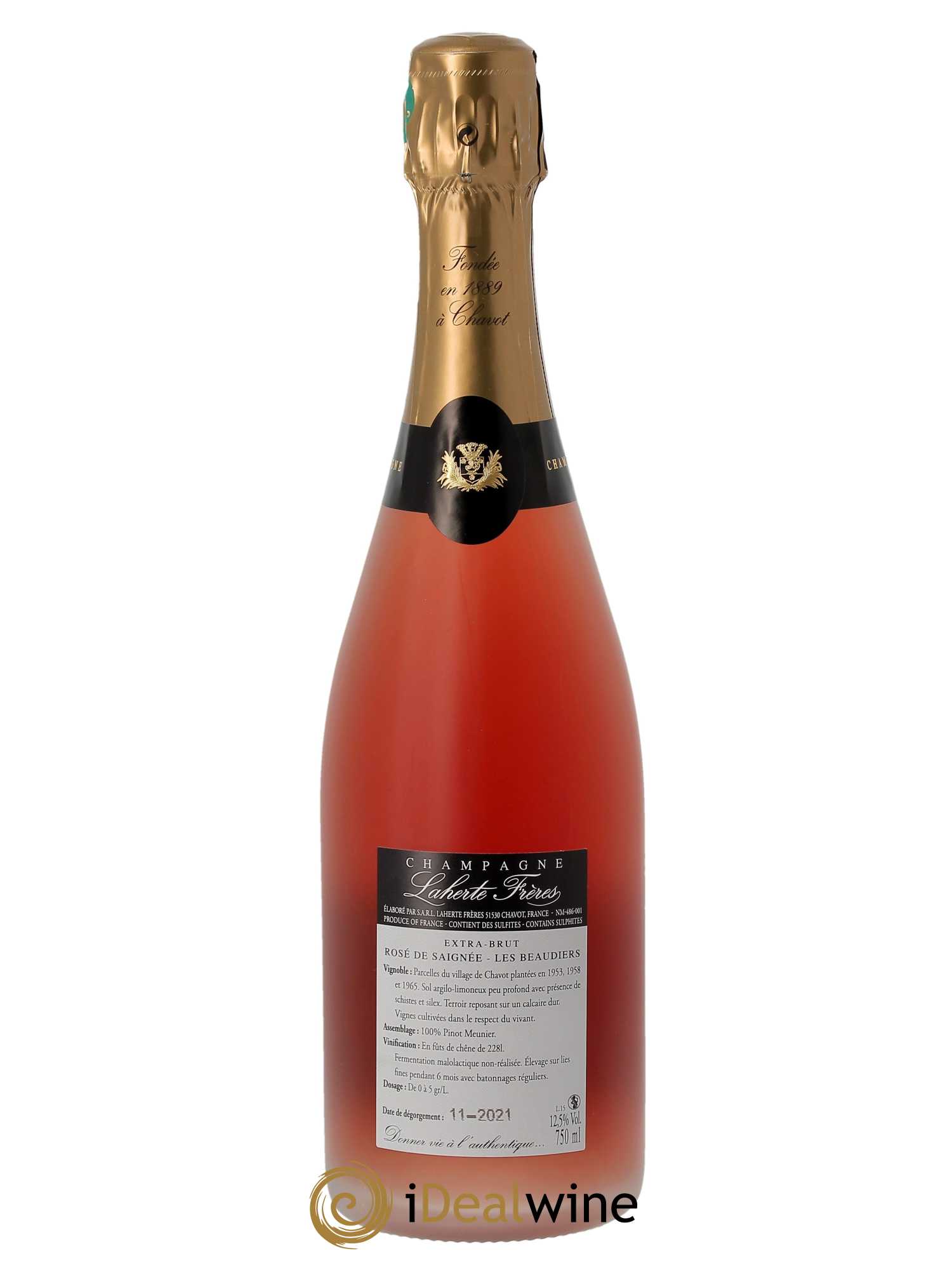 Extra-Brut Rosé de Saignée Les Beaudiers Laherte Frères   - Lot de 1 Bouteille
