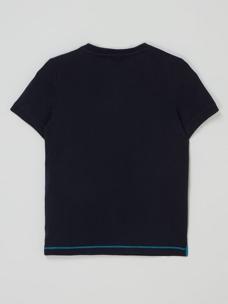 Serafino-Shirt aus Baumwolle in marineblau
