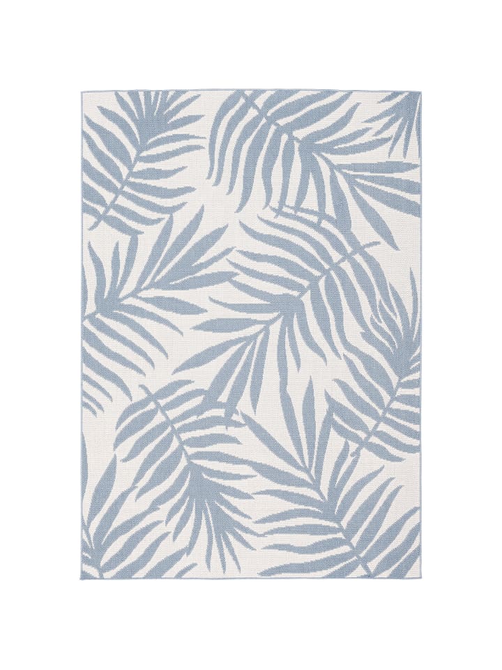 Pergamon In & Outdoor Teppich Flachgewebe Marbella Blätter in Blau günstig kaufen