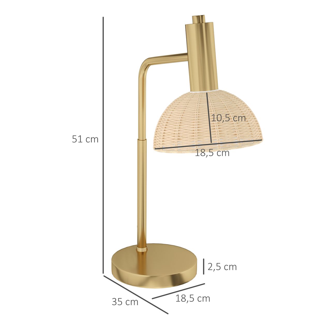 HOMCOM Tischleuchte Tischlampe mit E14 Fassung 40W Nachttischlampe mit LED-Birne