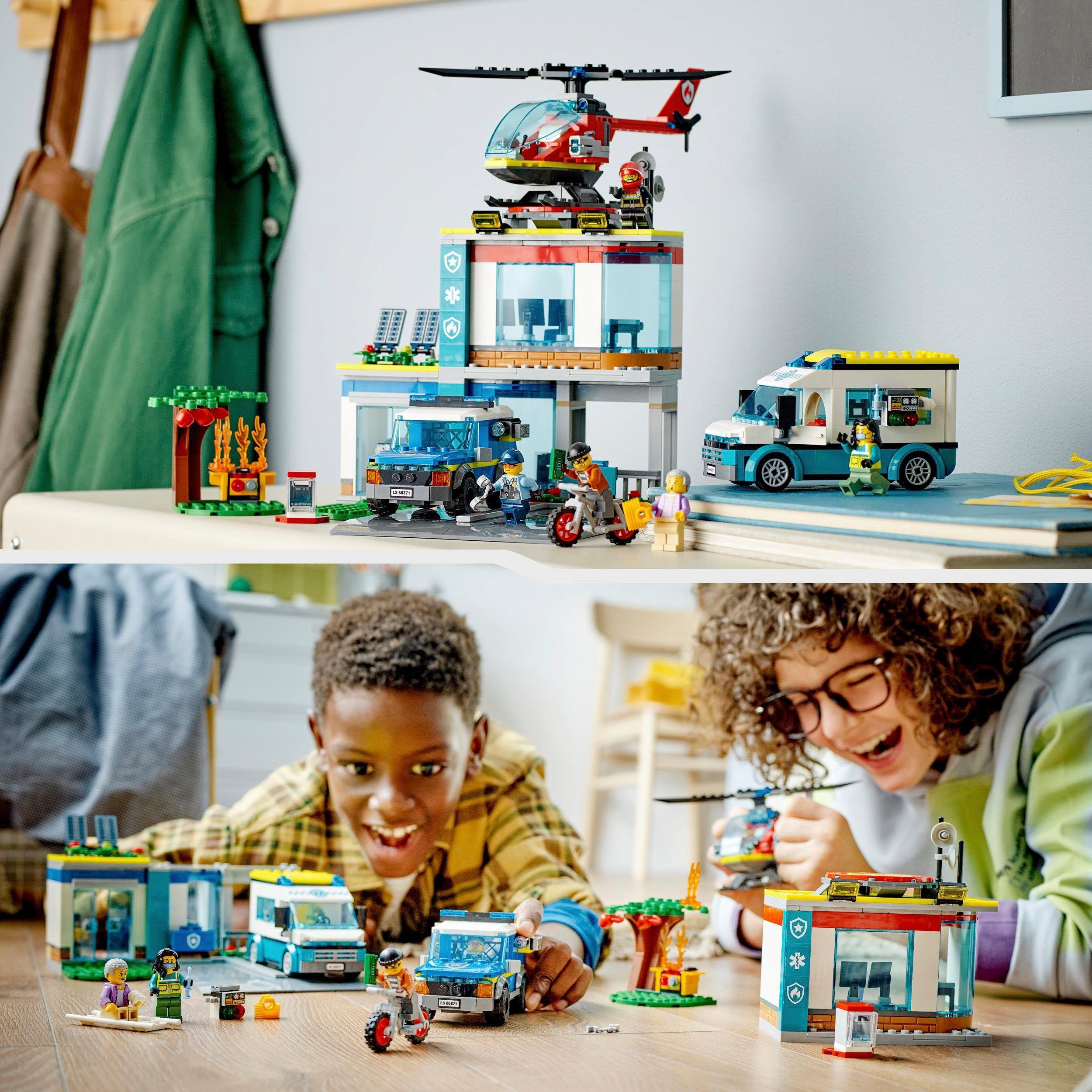 LEGO® Konstruktionsspielsteine Hauptquartier der Rettungsfahrzeuge (60371), LEGO® City, (706 St), Made in Europe