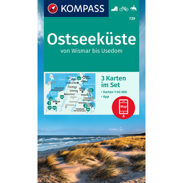 KOMPASS WANDERKARTE 739 OSTSEEKÜSTE VON WISMAR BIS USEDOM