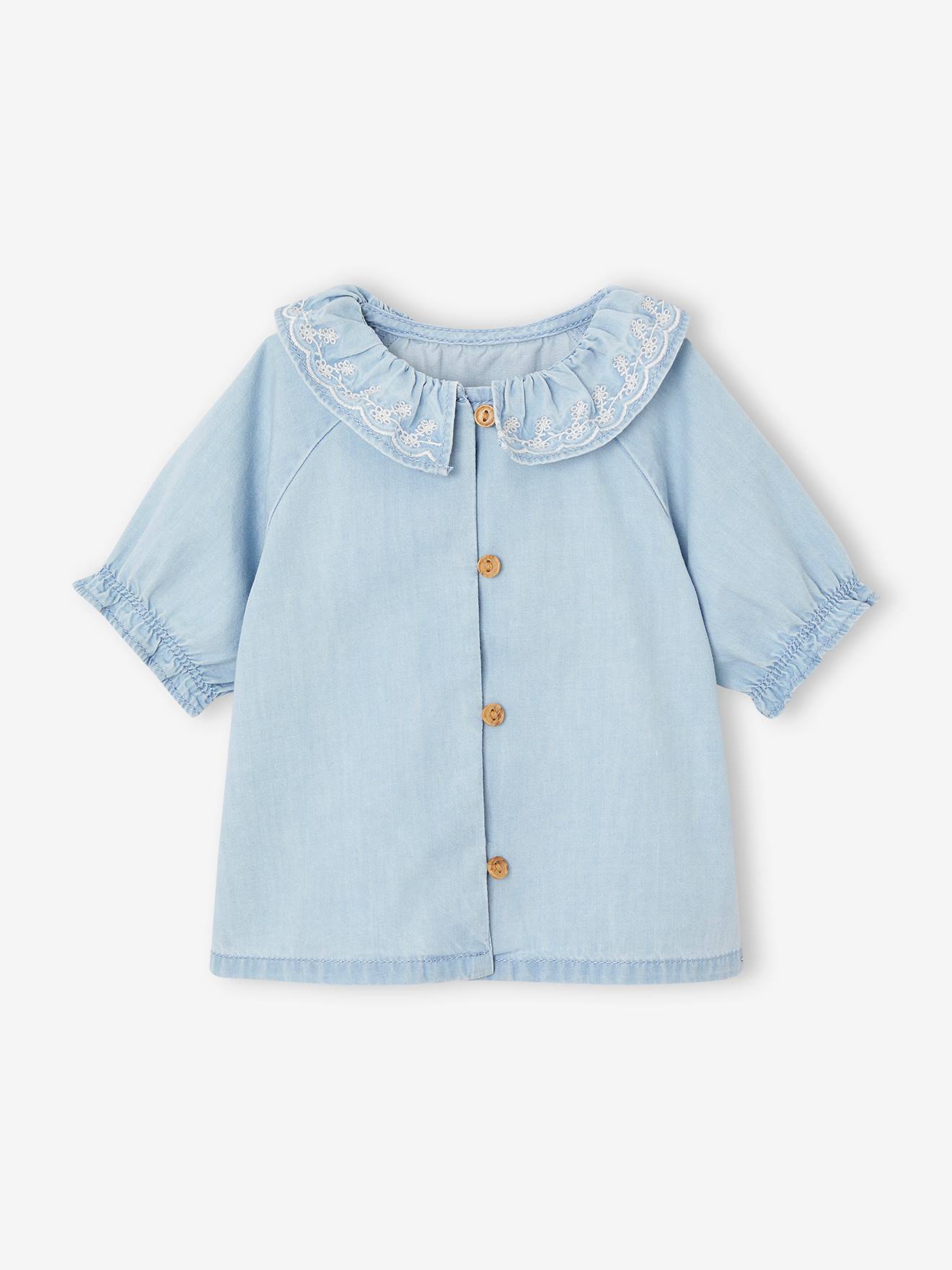 Vertbaudet Mädchen Baby Jeansbluse - gebleicht
