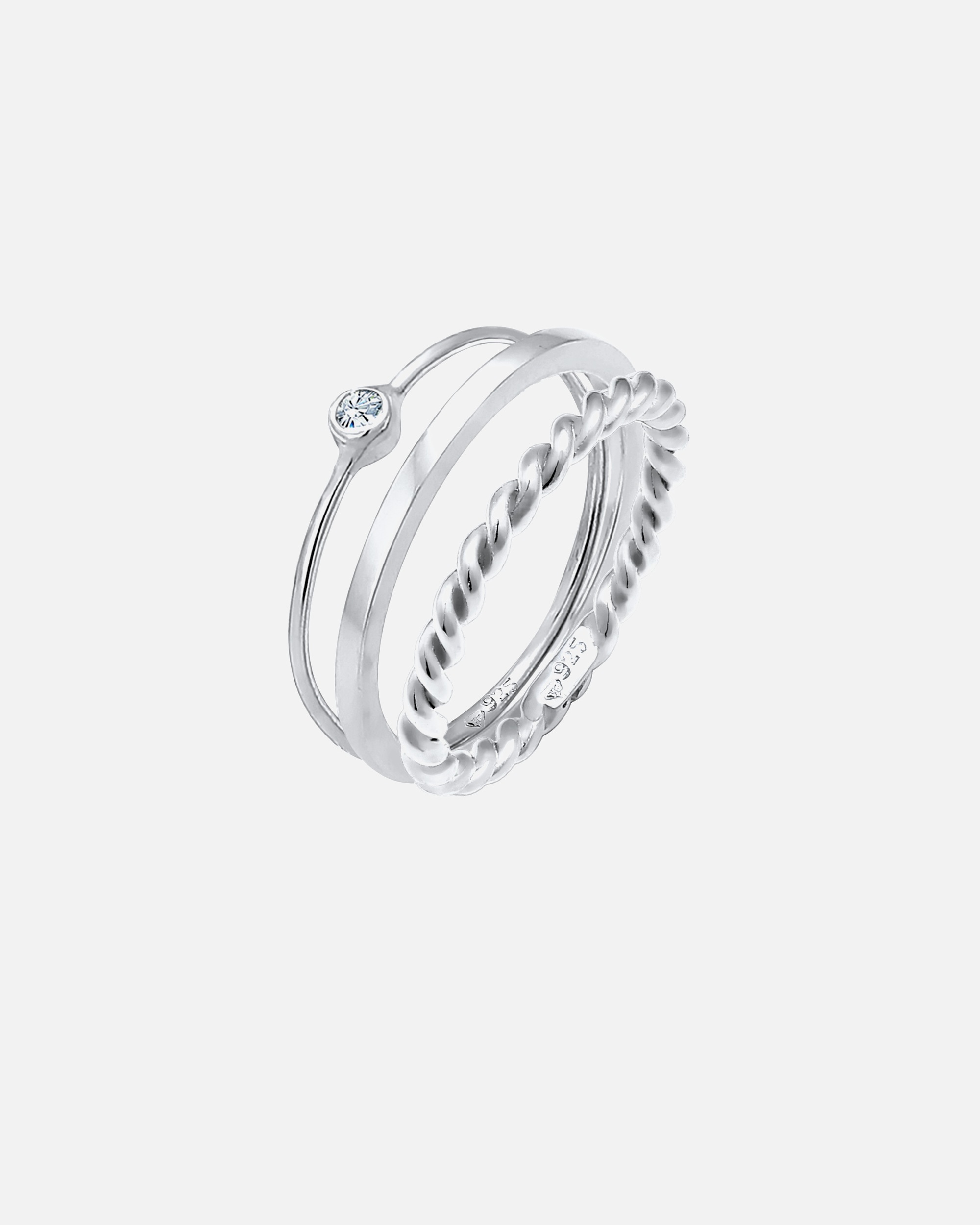 Elli Solitaire Basic Twisted-sett med krystaller i 925 sterlingsølv for kvinner