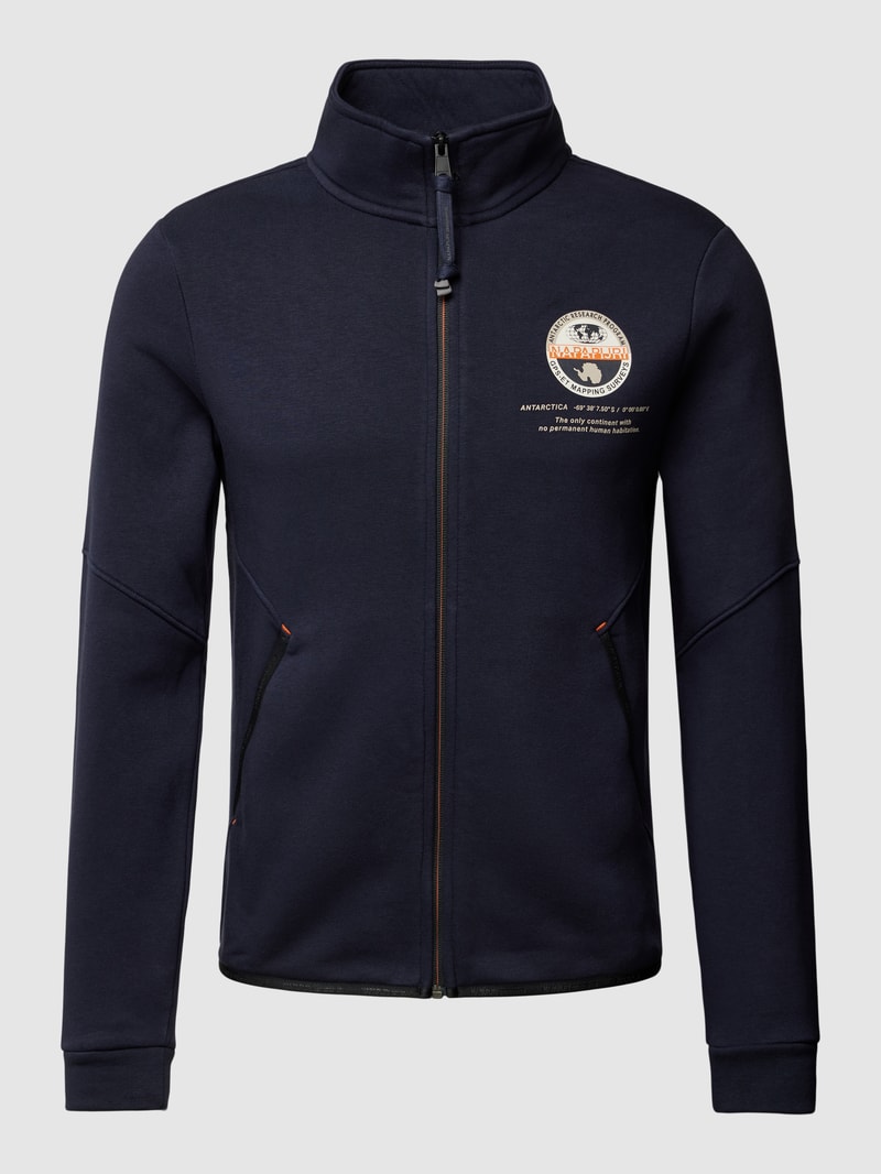 Sweatjacke mit Stehkragen in marineblau