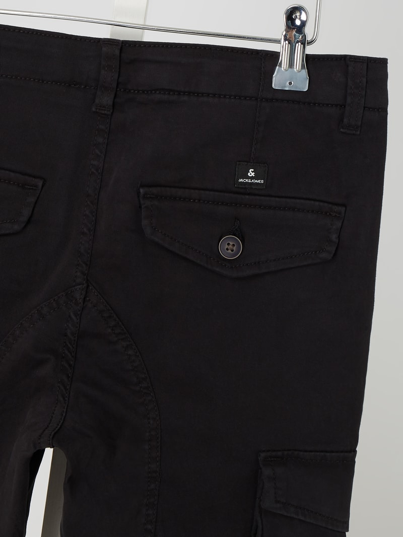 Slim Fit Cargohose mit Stretch-Anteil Modell 'Paul' in schwarz