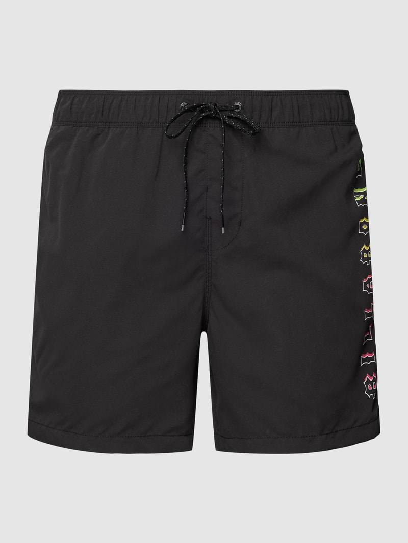 Badehose mit Label-Detail Modell 'ALL DAY HERITAGE' in schwarz