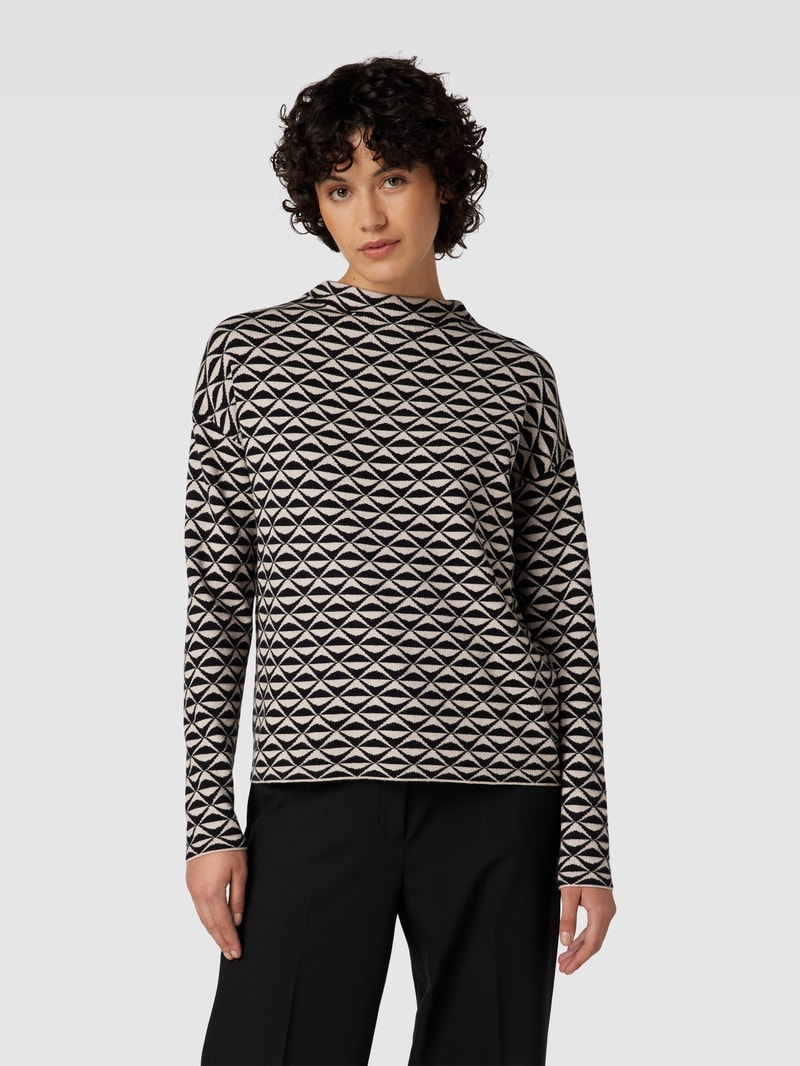 Strickpullover mit Allover-Muster in beige meliert