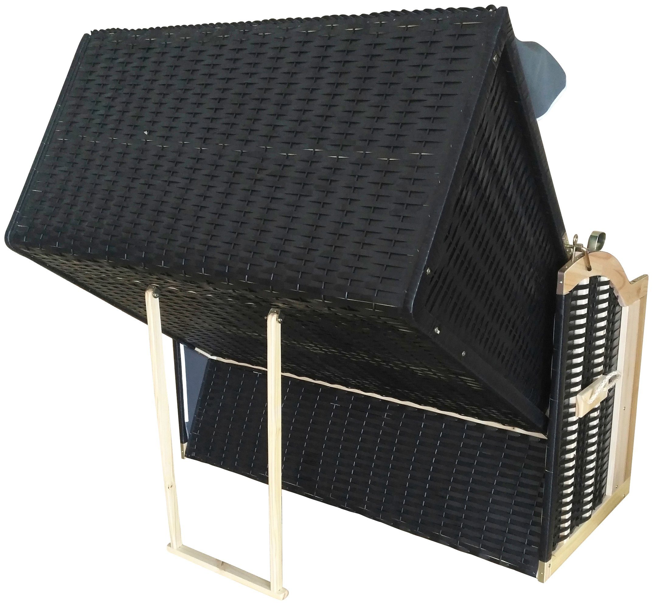 KONIFERA Strandkorb Spiekeroog, BxTxH: 150x72x160 cm, Halblieger, Ostsee-Modell, 3-Sitzer, inkl. Klapptisch