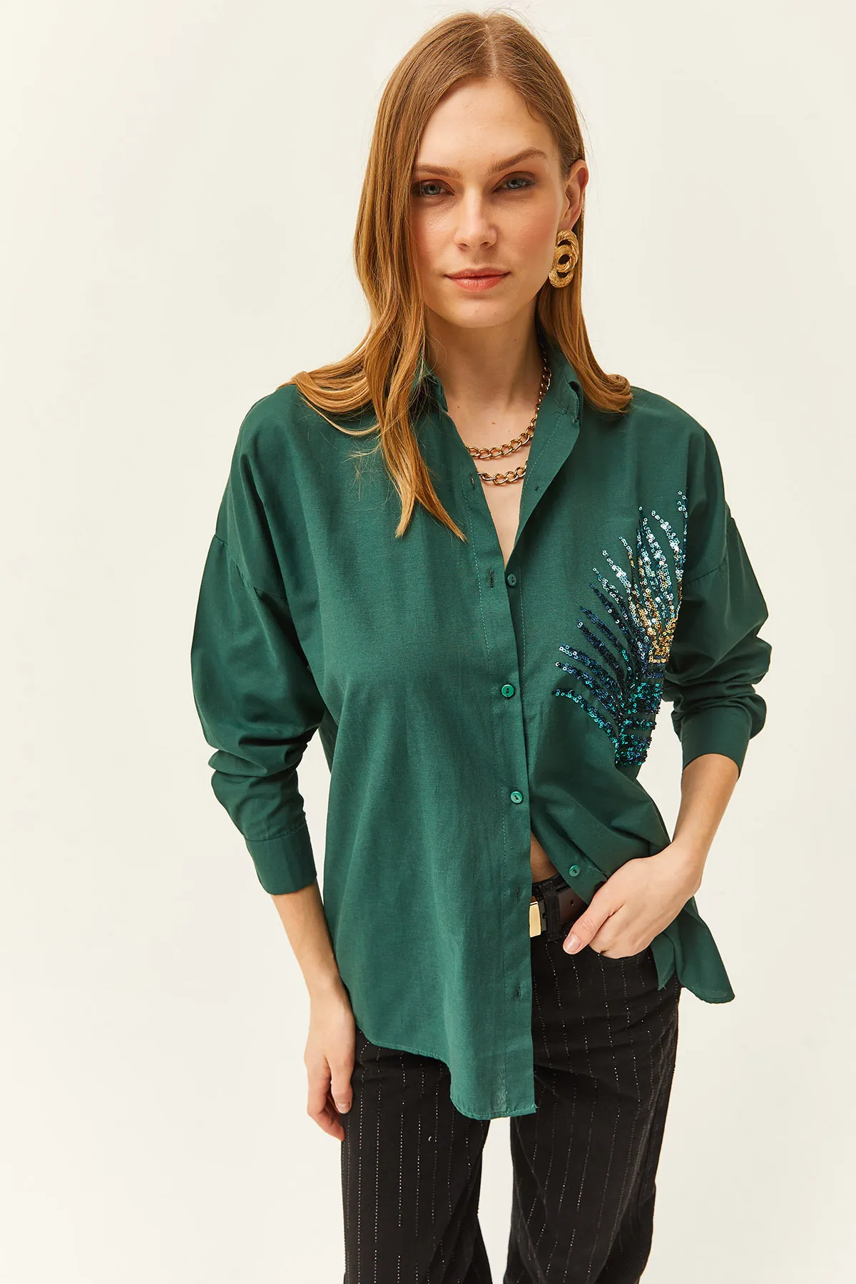 Olalook  Hemd - Grün - Oversized