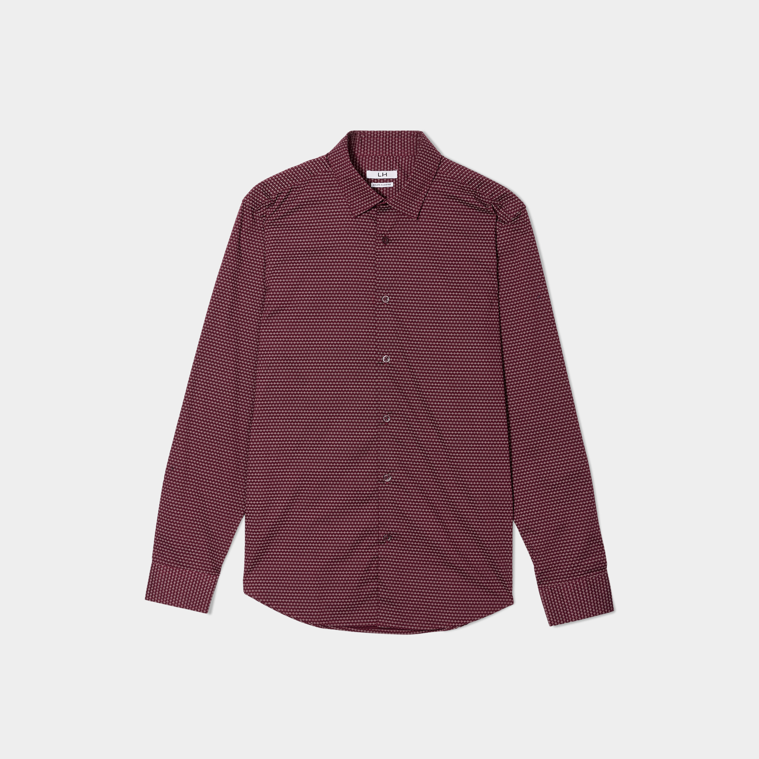 Chemise ajustée col français prune homme | La Halle