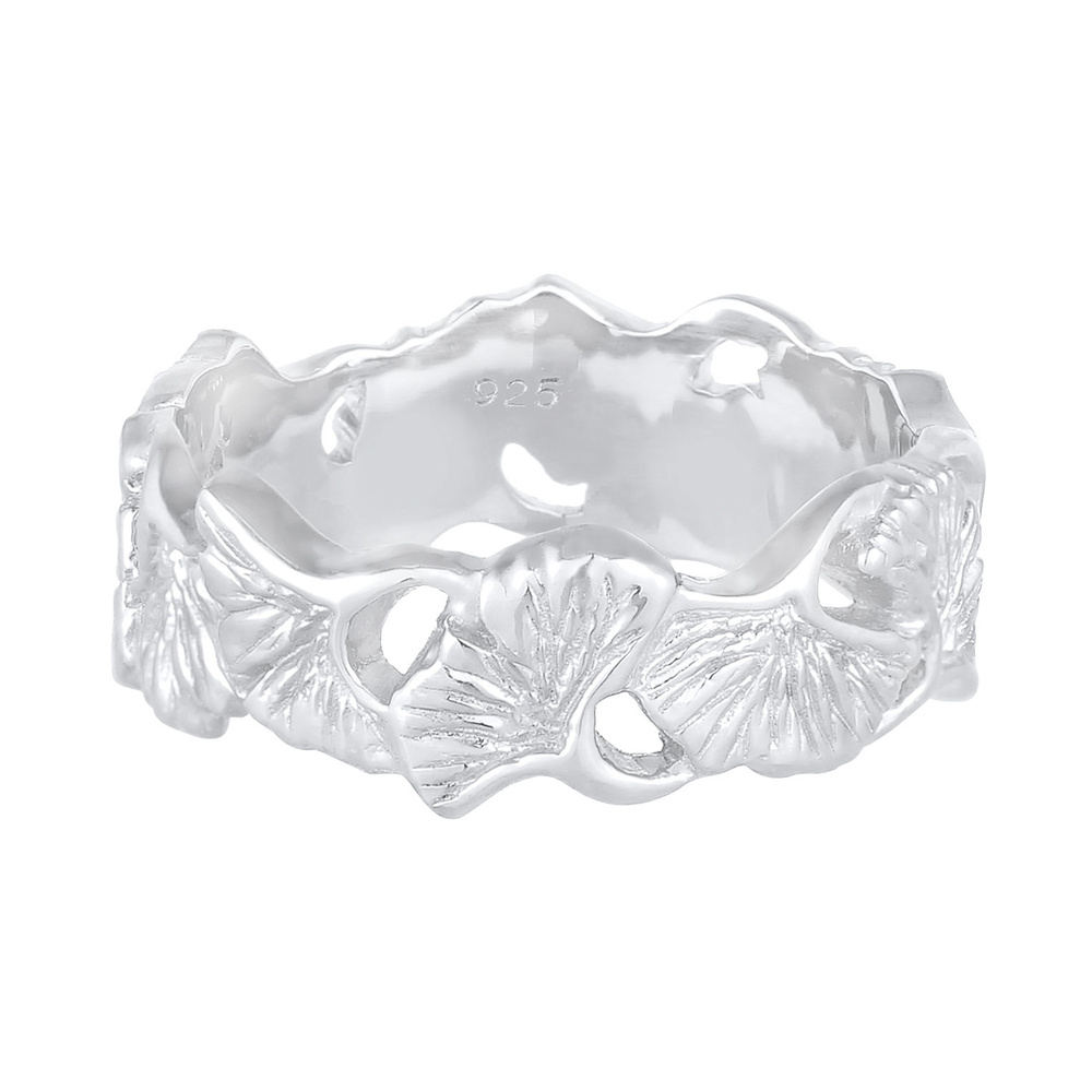 Elli Elli Bague Femmes Bande Ginkgo Feuille Tropicale Tendance Été en Argent Sterling  Bague