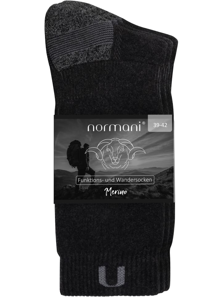 normani 2 Paar Merino Wander- und Funktionssocken in Anthrazit günstig kaufen