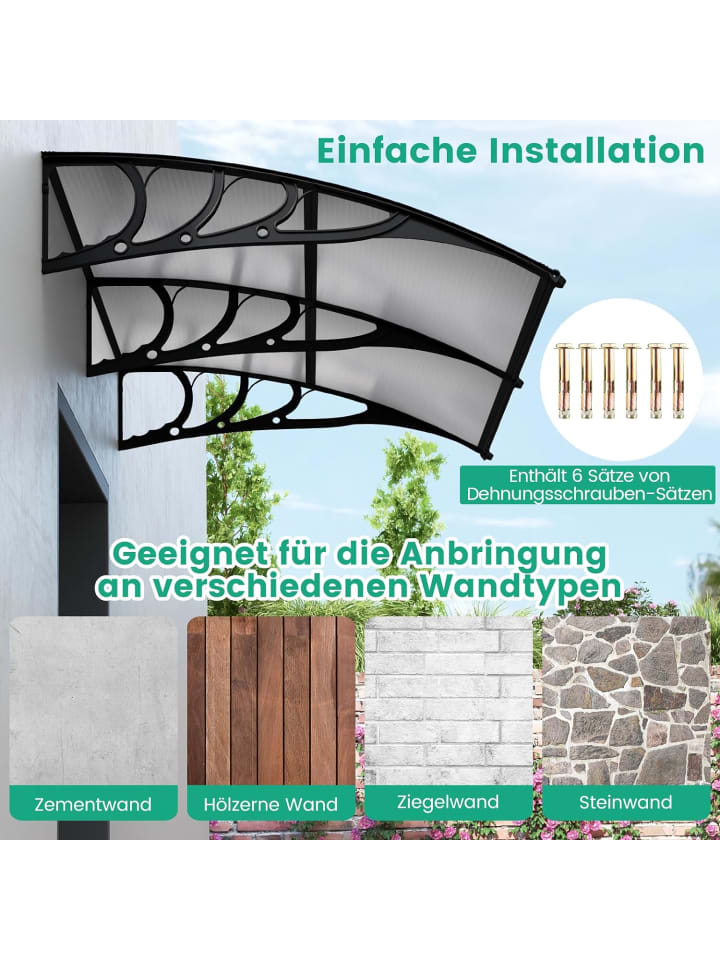 COSTWAY Vordach für Haustür 199x99cm in Grau günstig kaufen onesize