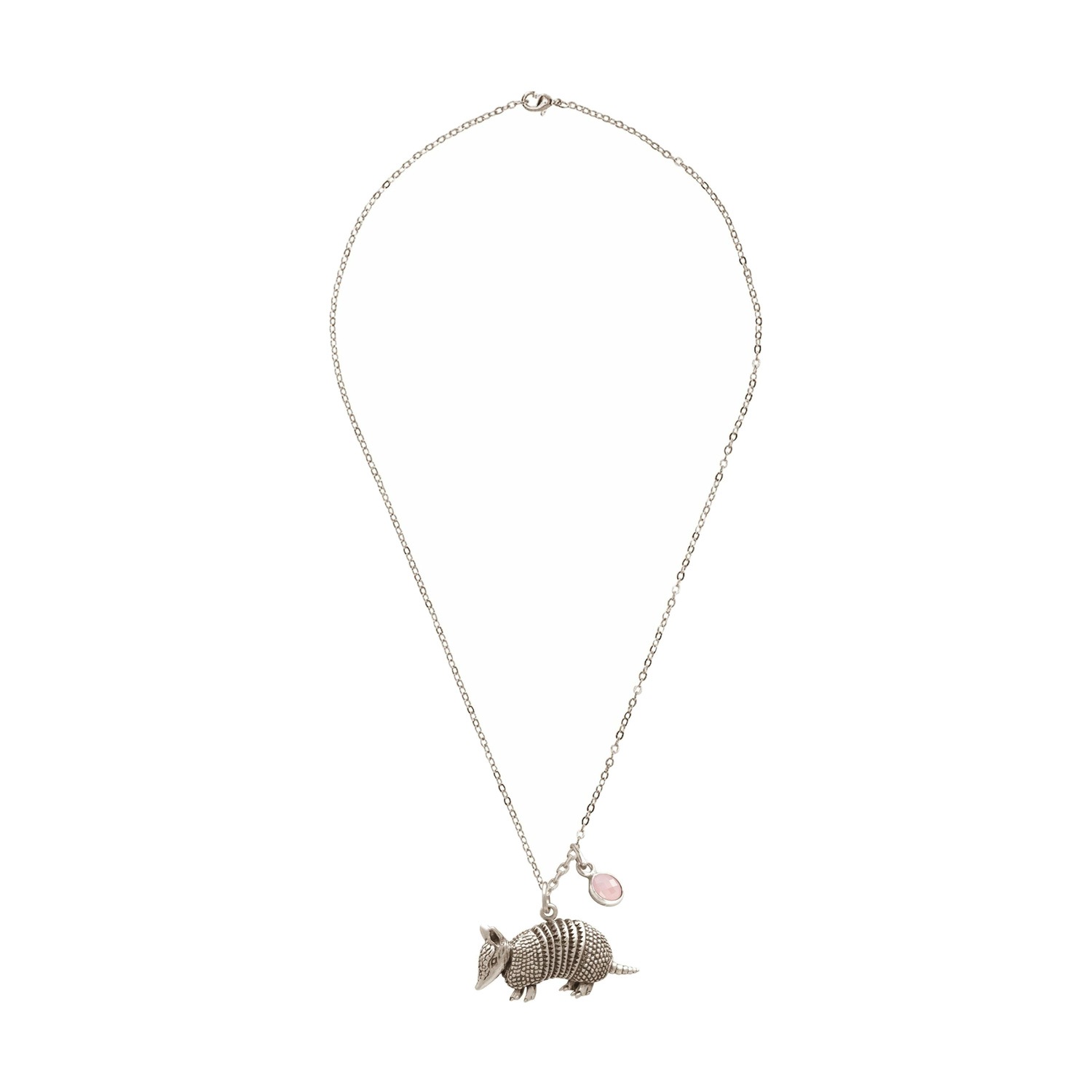 Halskette mit Anhänger '3-D Armadillo - Rosenquarz'