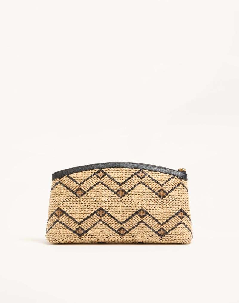 Clutch Valentino Garavani em ráfia com padrão geométrico