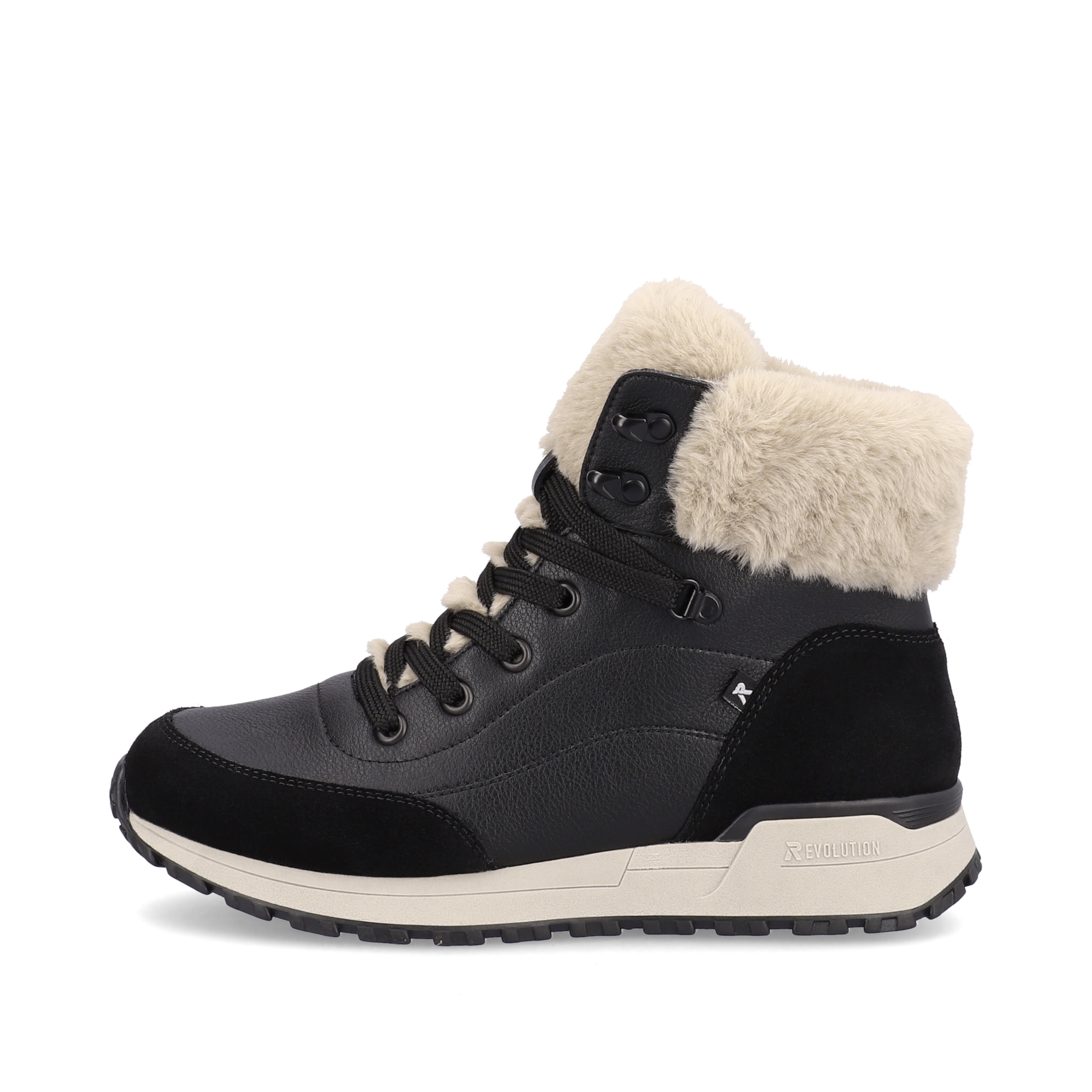 Rieker Damen Schnürstiefel midnight-black stone-grey