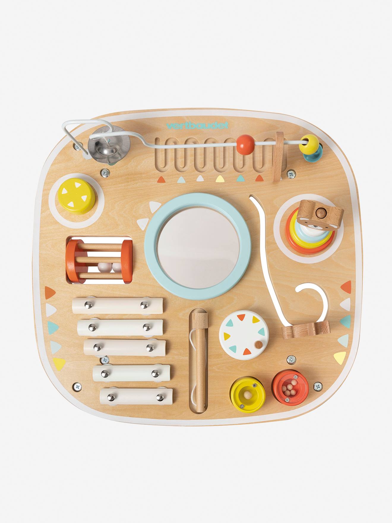Vertbaudet Baby Spieltisch mit Musikinstrumenten, Holz FSC - natur/mehrfarbig