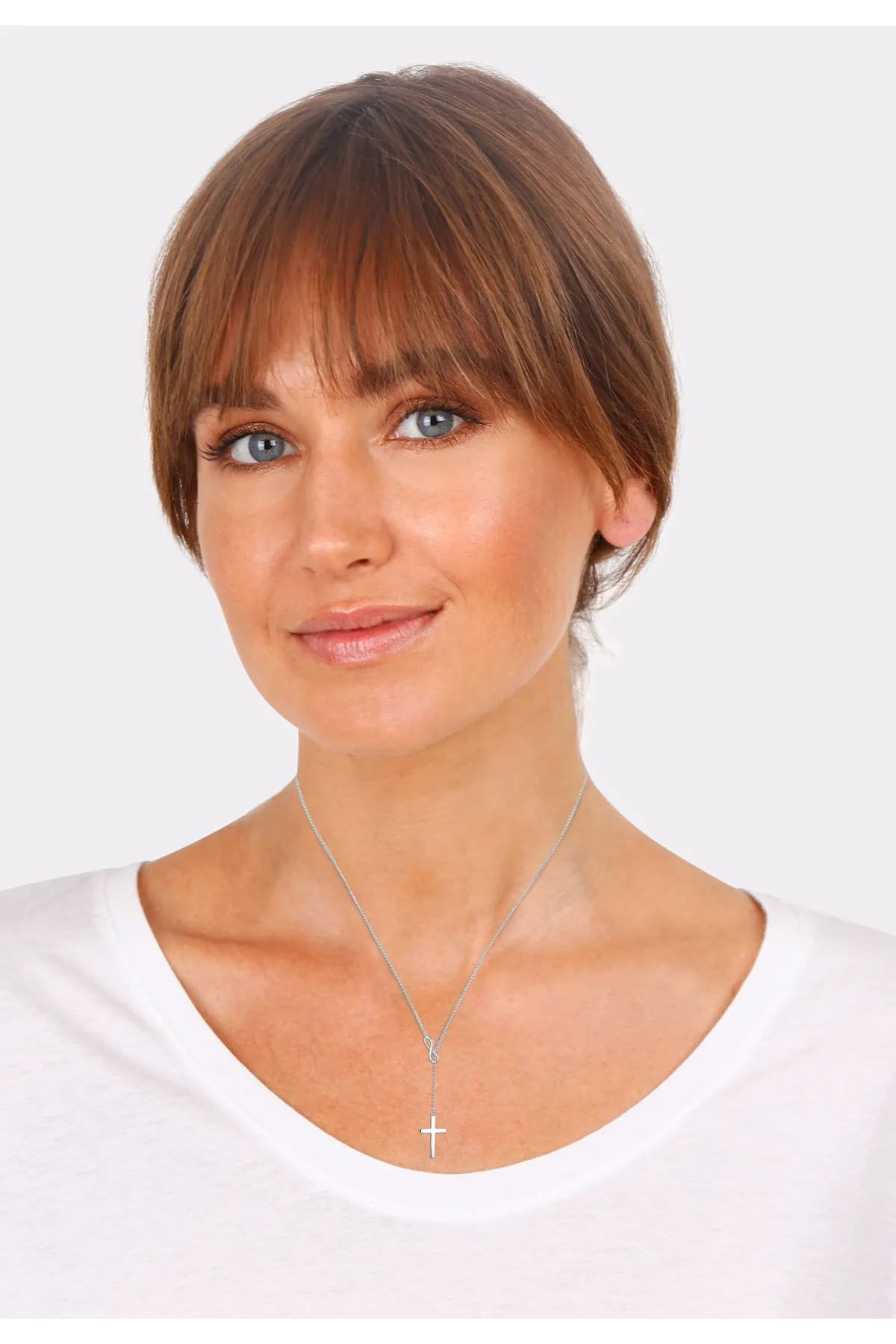 ELLI  Halskette Y-Kette Kreuz Infinity Symbol 925 Silber