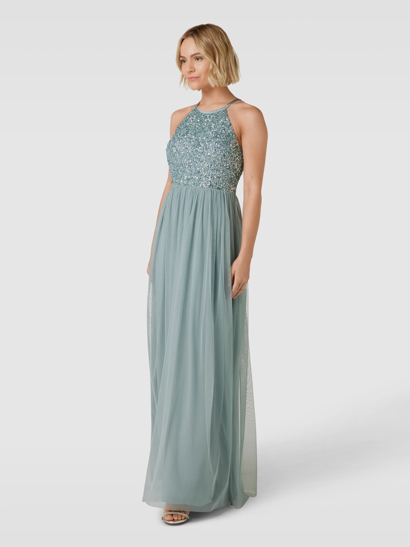 Abendkleid mit Neckholder in schilf
