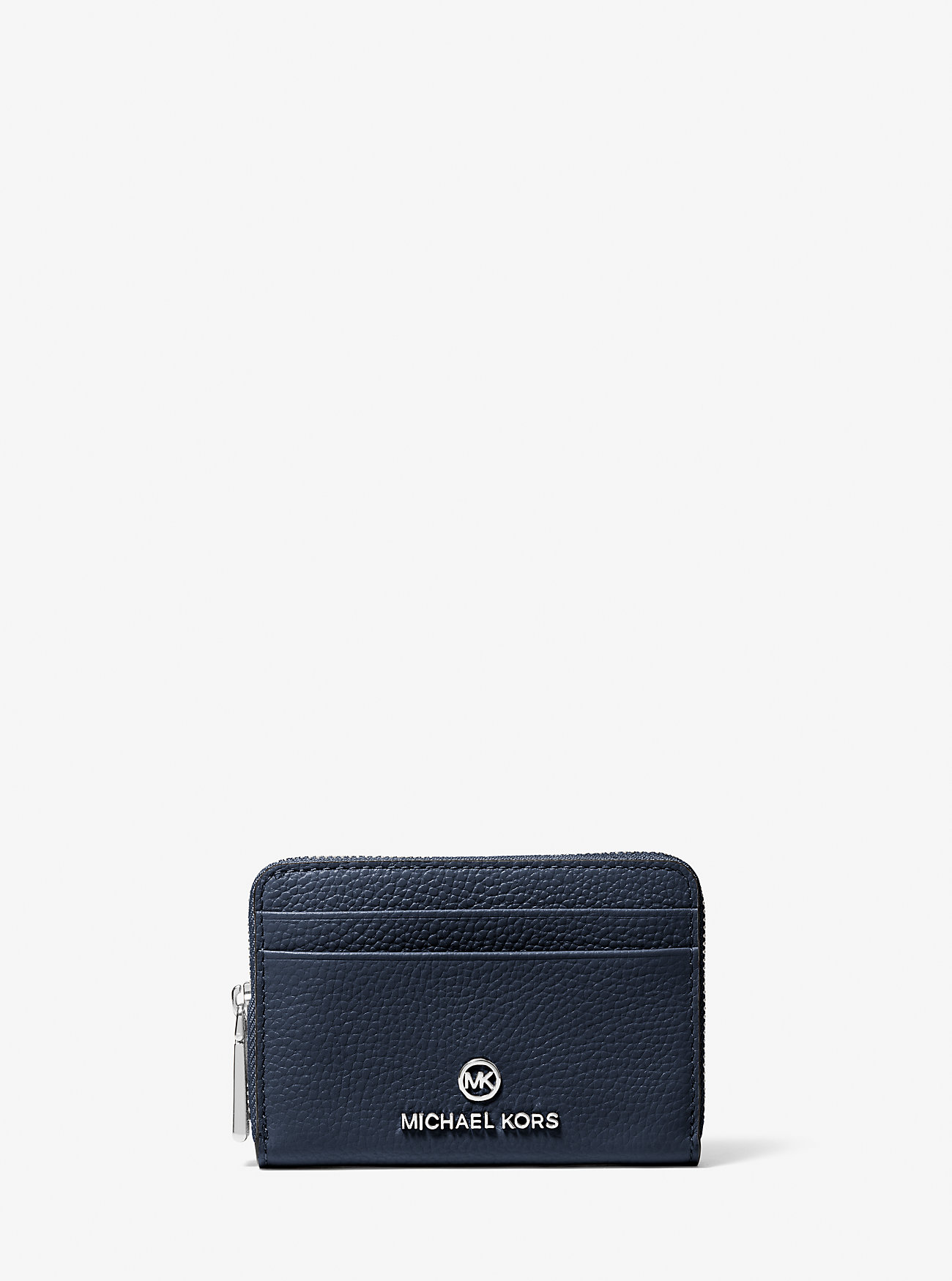 Portafoglio piccolo Jet Set in pelle martellata - Blu navy