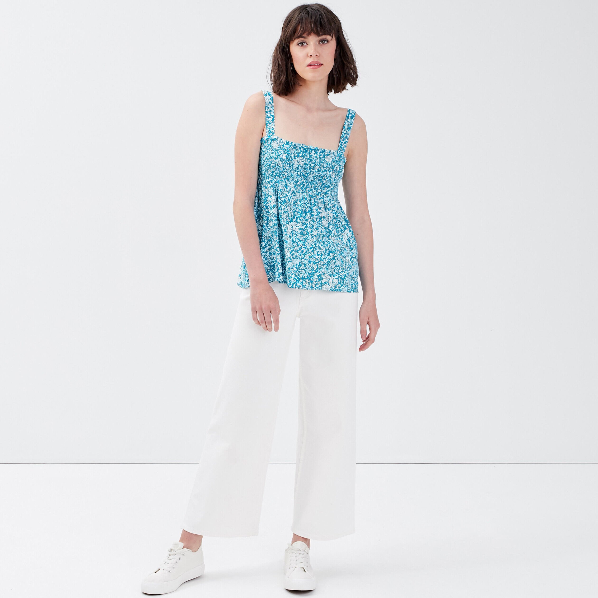 Blouse bretelles larges bleu canard femme | Cache Cache