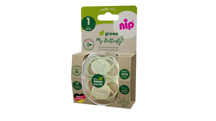 nip® Schnuller My Butterfly Green Silikon Größe 1 (0-6 Monate)